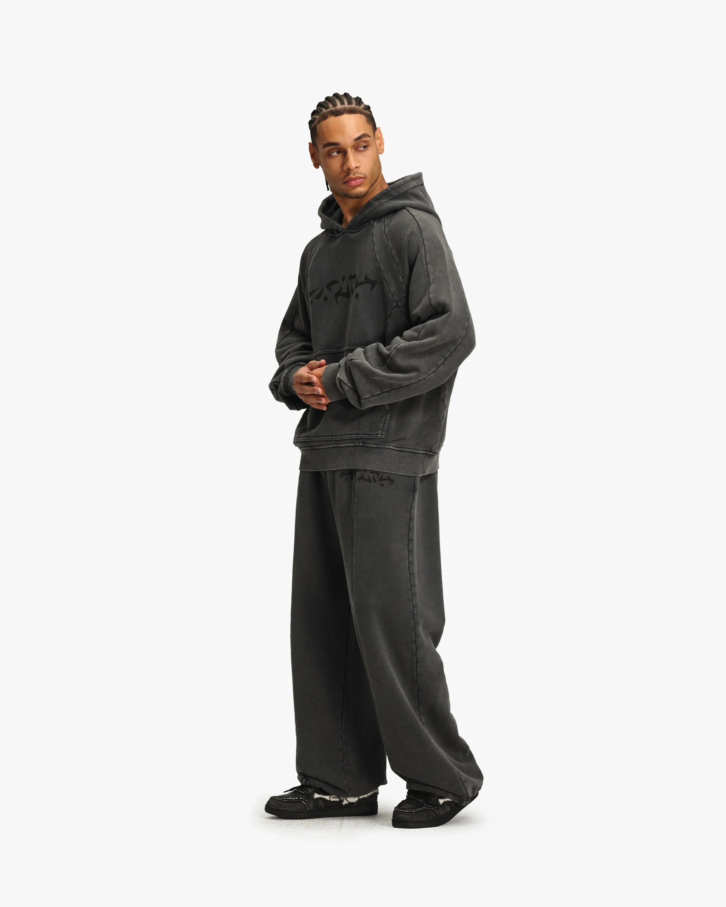 ACID WASHED HOODIE DARK GREY - Image 7