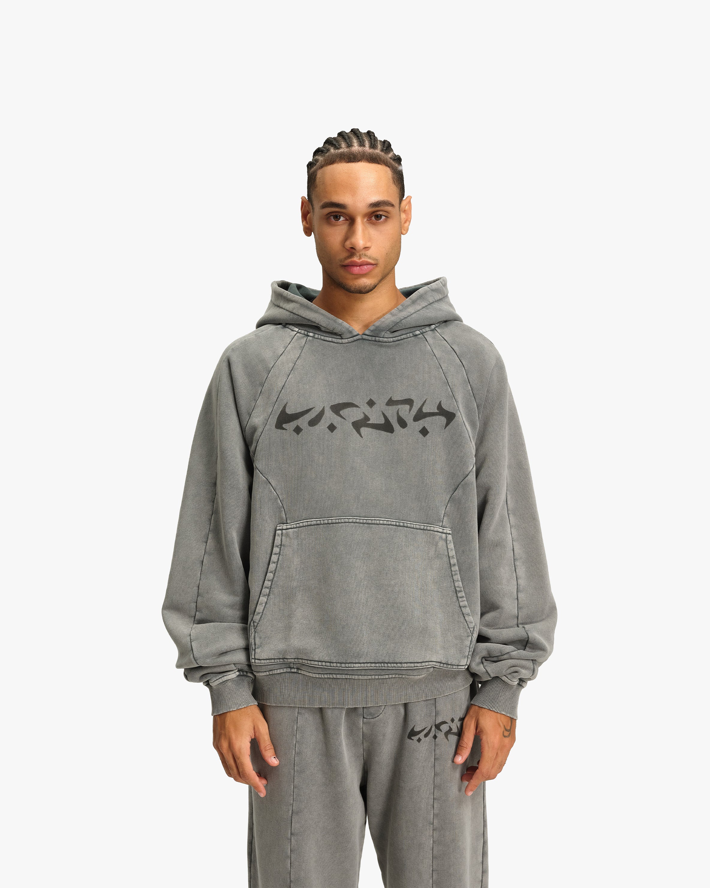 ACID WASHED HOODIE LIGHT GREY - Image 2