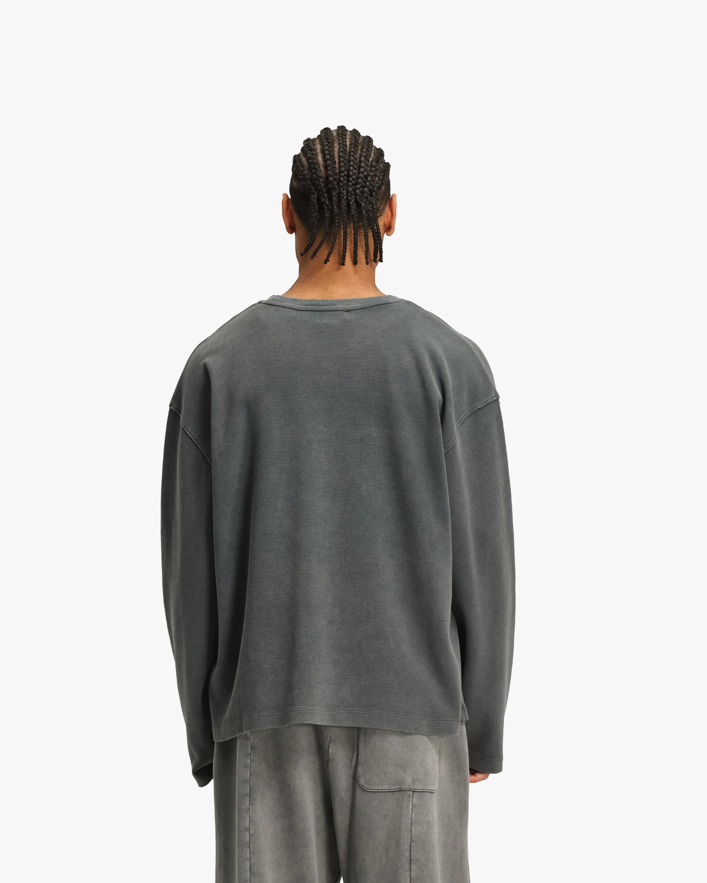 ACID WASHED WAFFLE LONGSLEEVE LIGHT GREY - Image 6