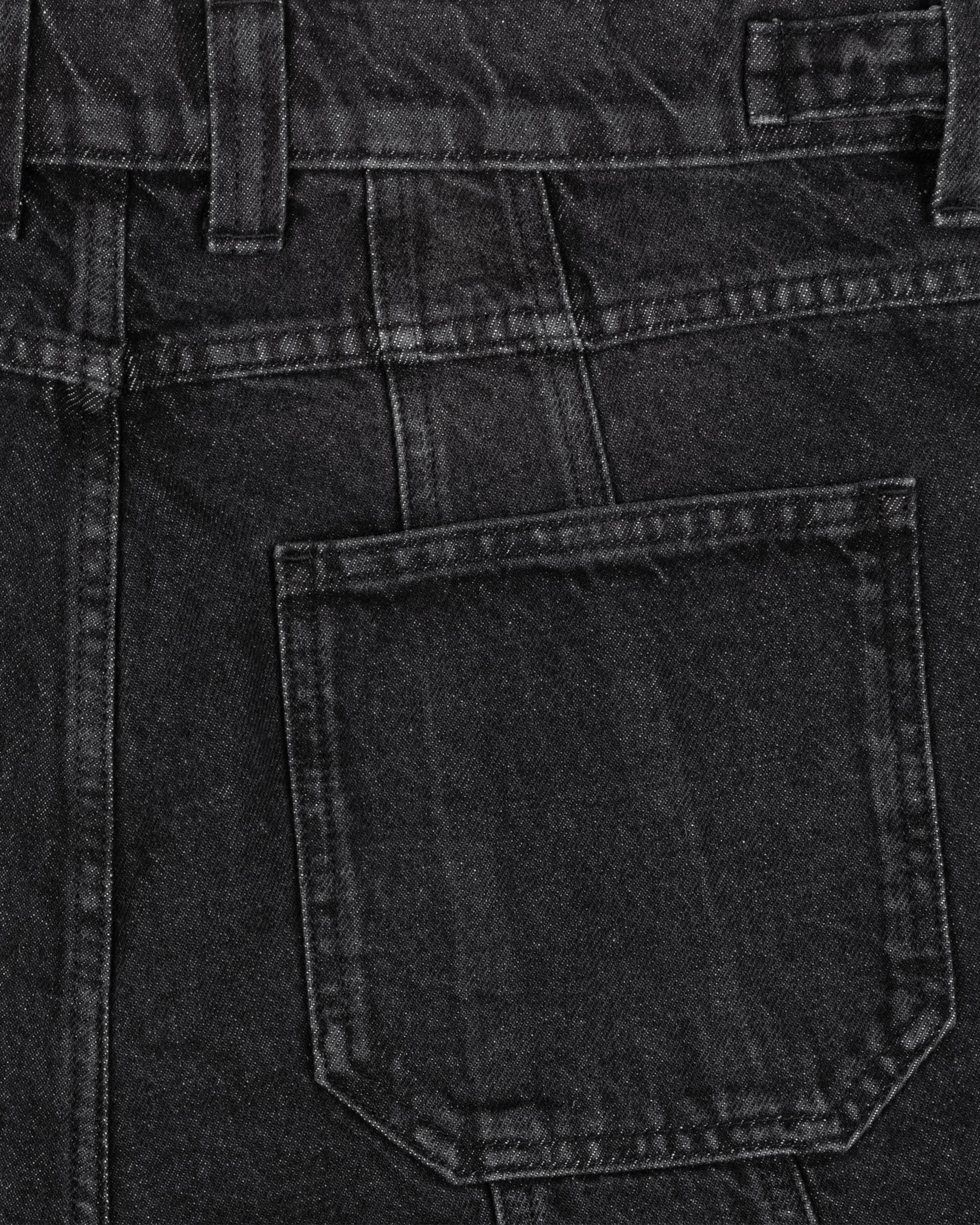 WASHED BLACK DENIM CARGO JORTS - Image 8