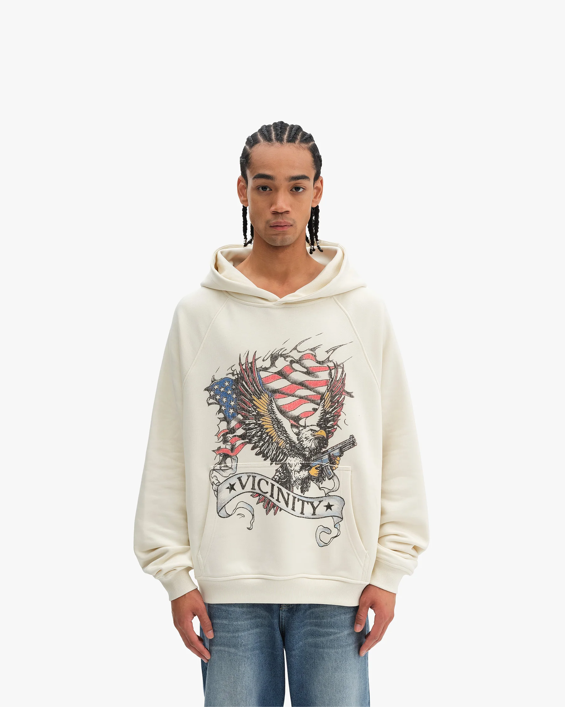 EAGLE TATTOO HOODIE BEIGE - Image 3