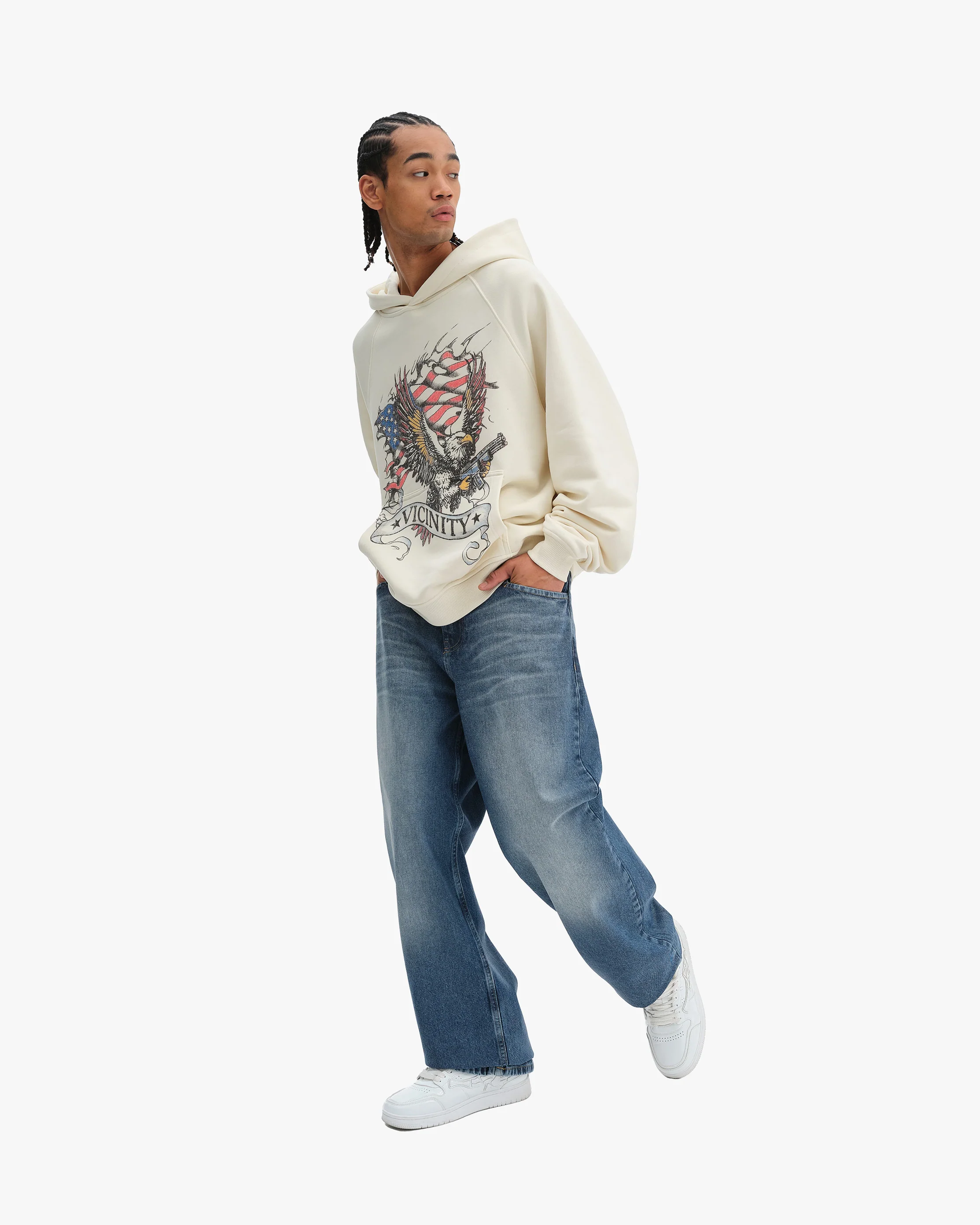 EAGLE TATTOO HOODIE BEIGE - Image 9