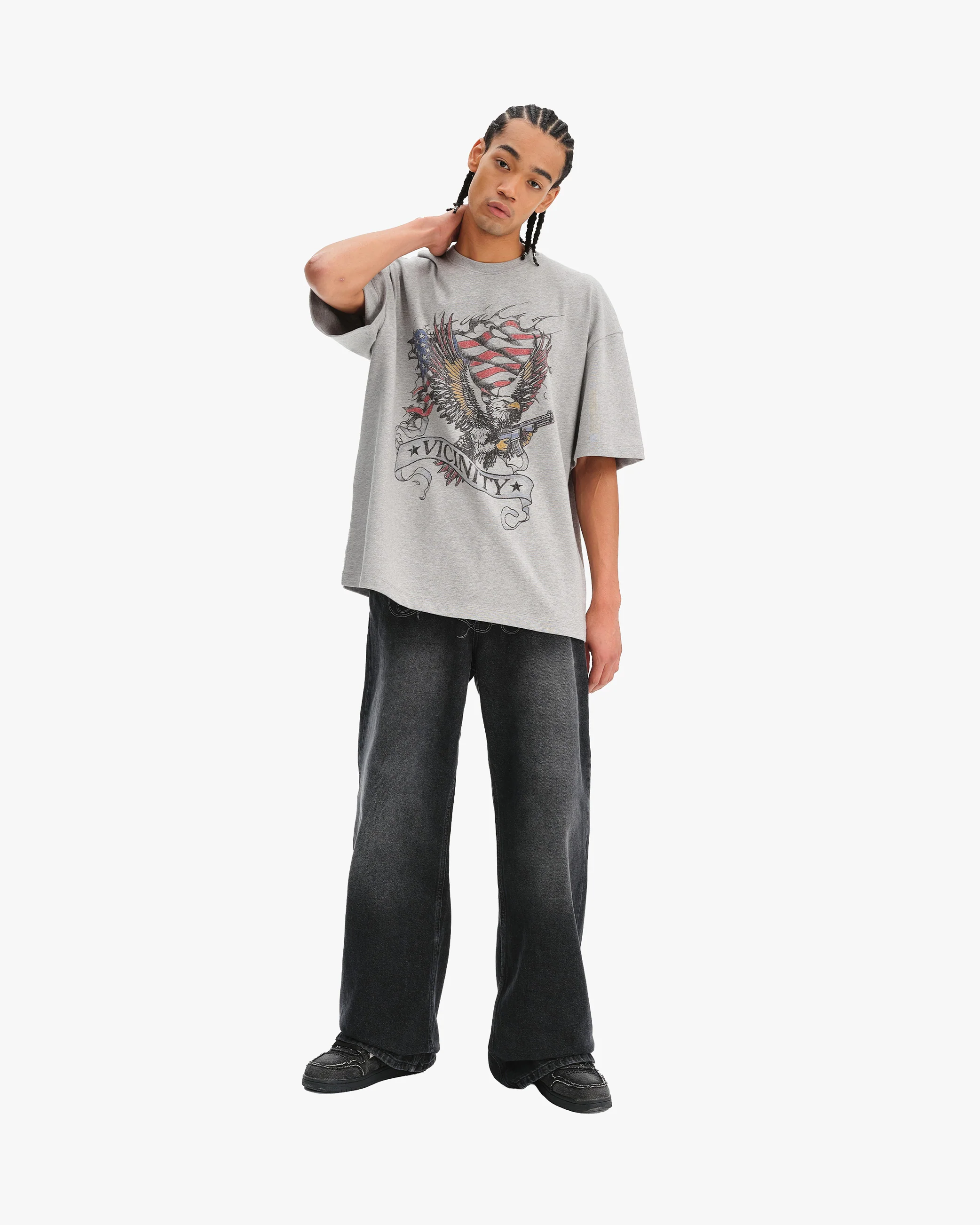 EAGLE TATTOO TEE MELANGE GREY - Image 8