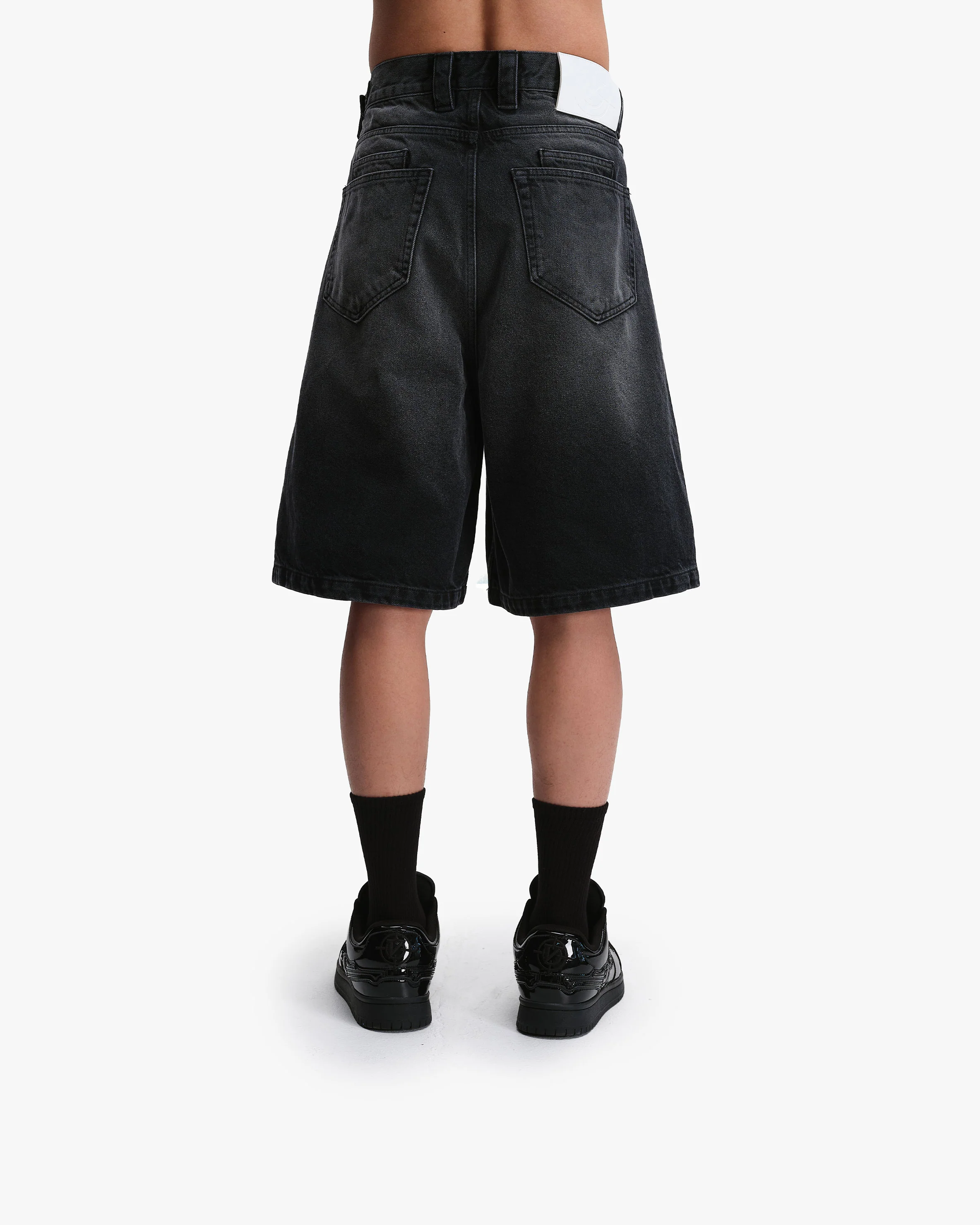 FADED BLACK DENIM JORTS - Image 6