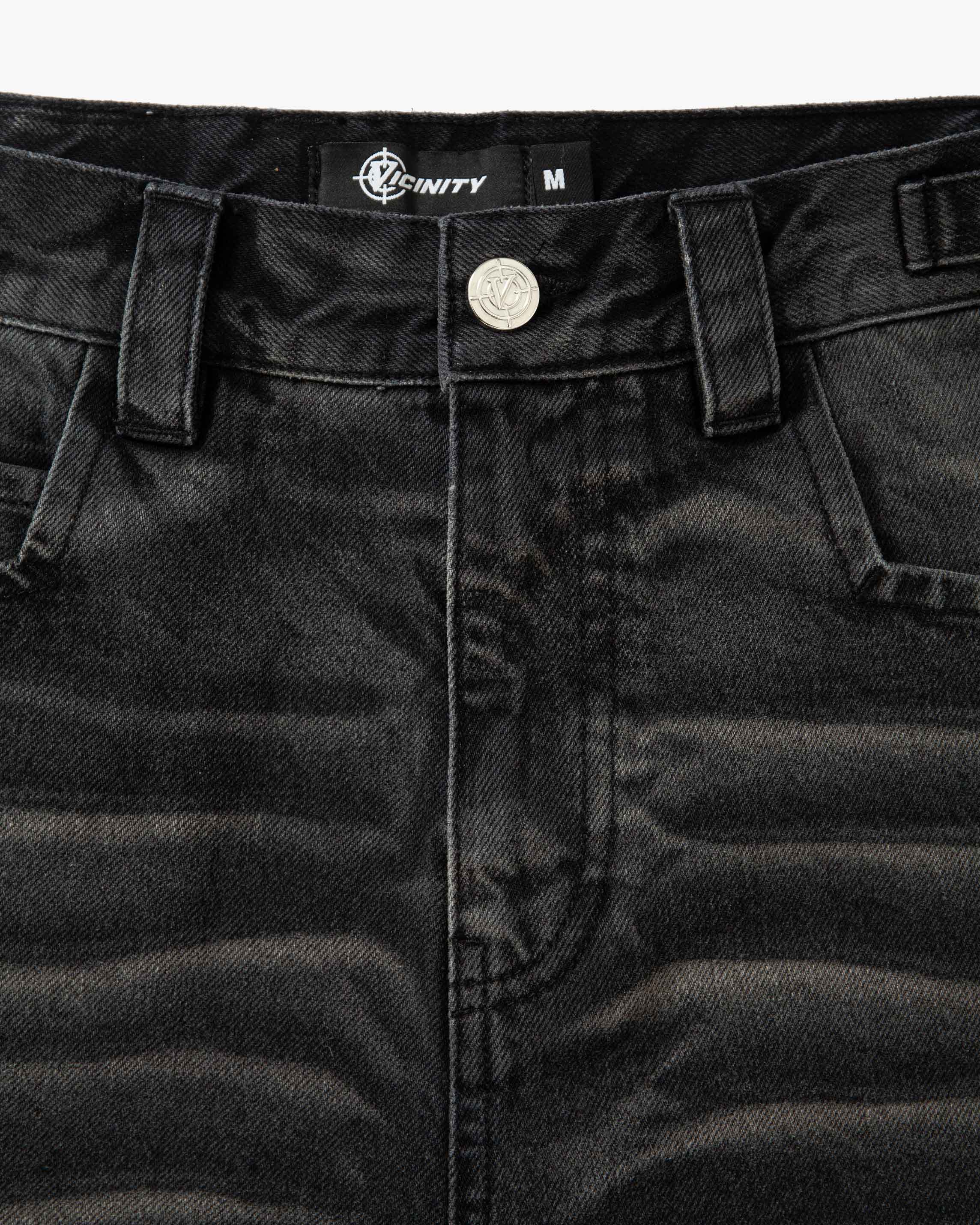 FADED BLACK DENIM JORTS - Image 9
