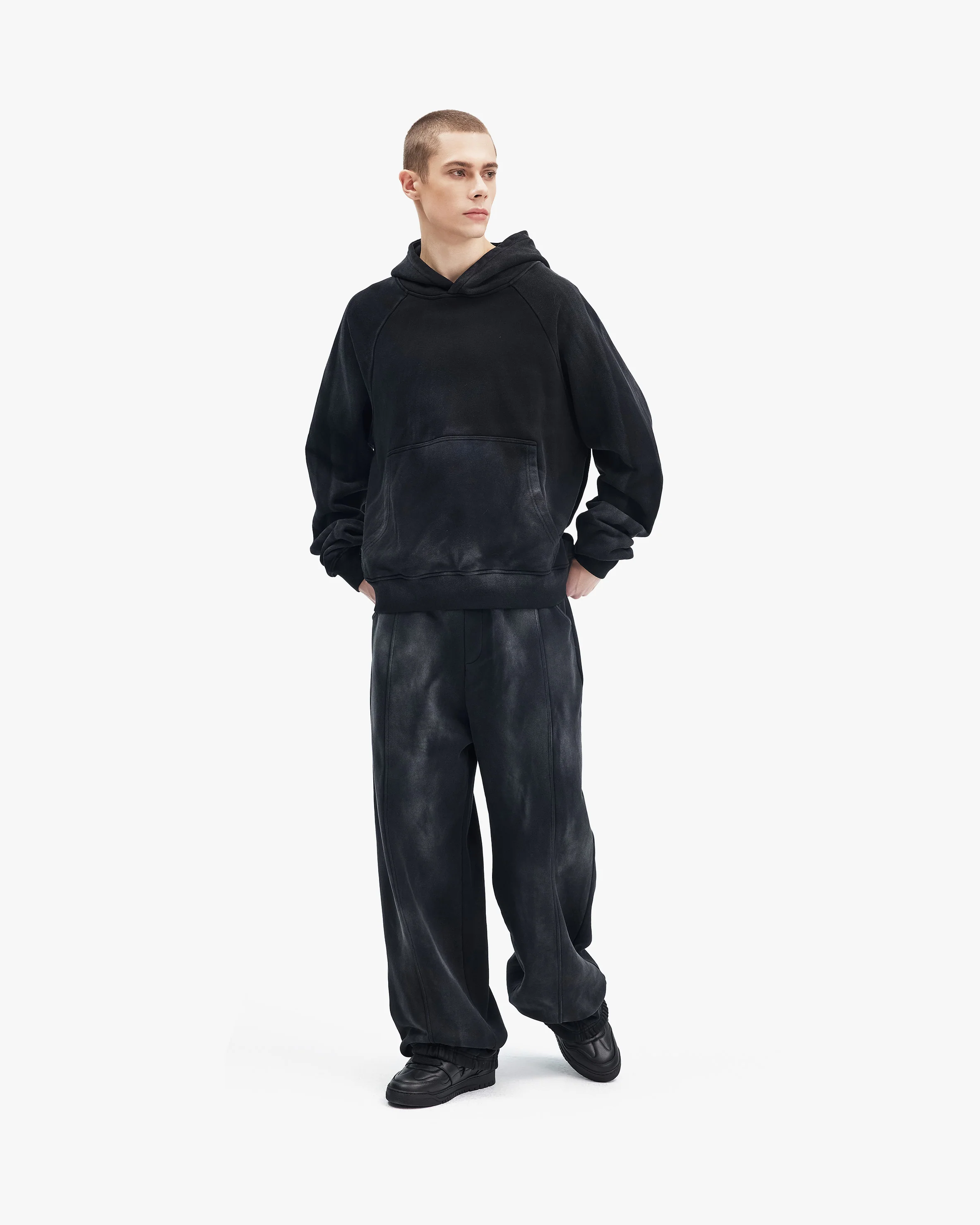 FADED WASH HOODIE BLACK - Image 7