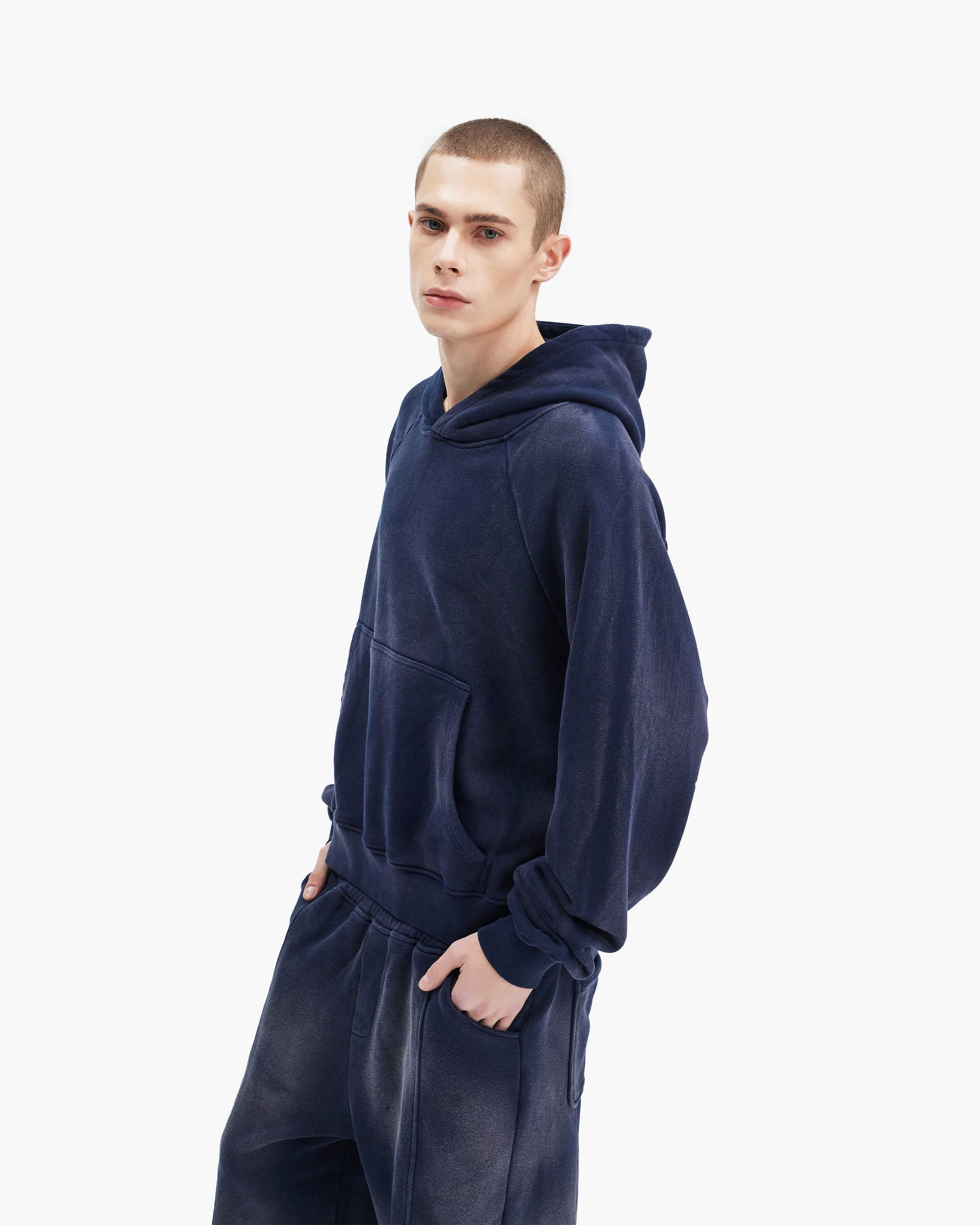 FADED WASH HOODIE NAVY - Image 8