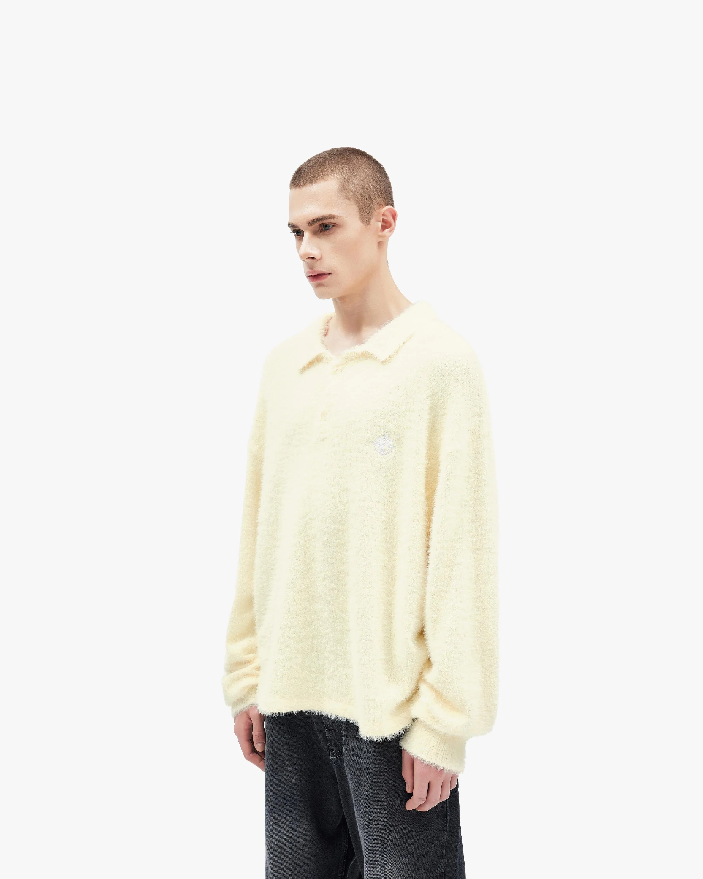 FAUX MINK POLO SWEATER CREAM - Image 4