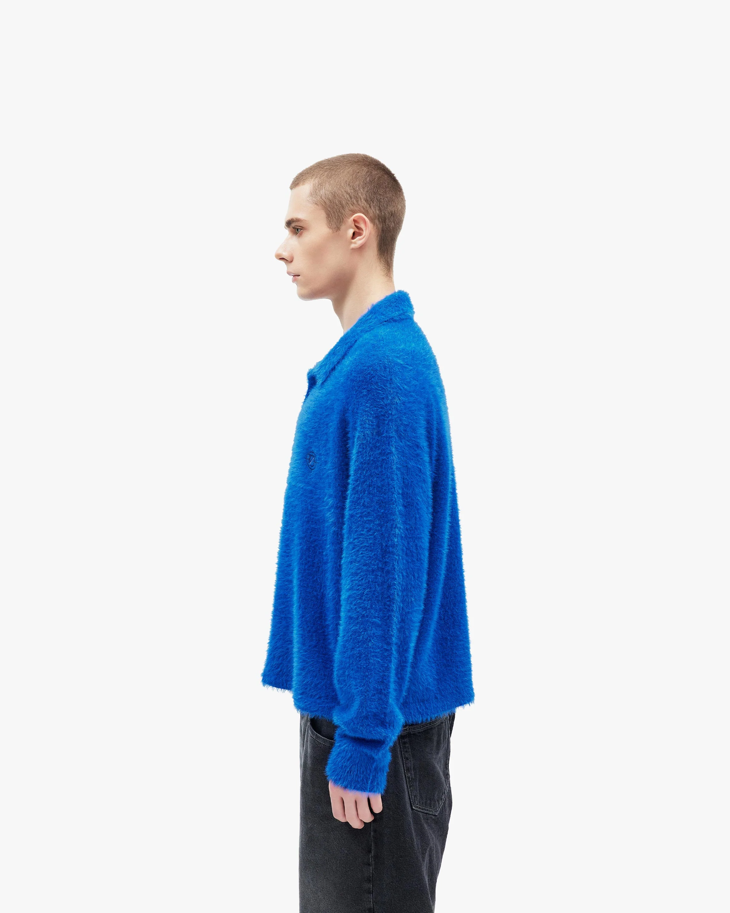 FAUX MINK POLO SWEATER ROYAL BLUE - Image 5