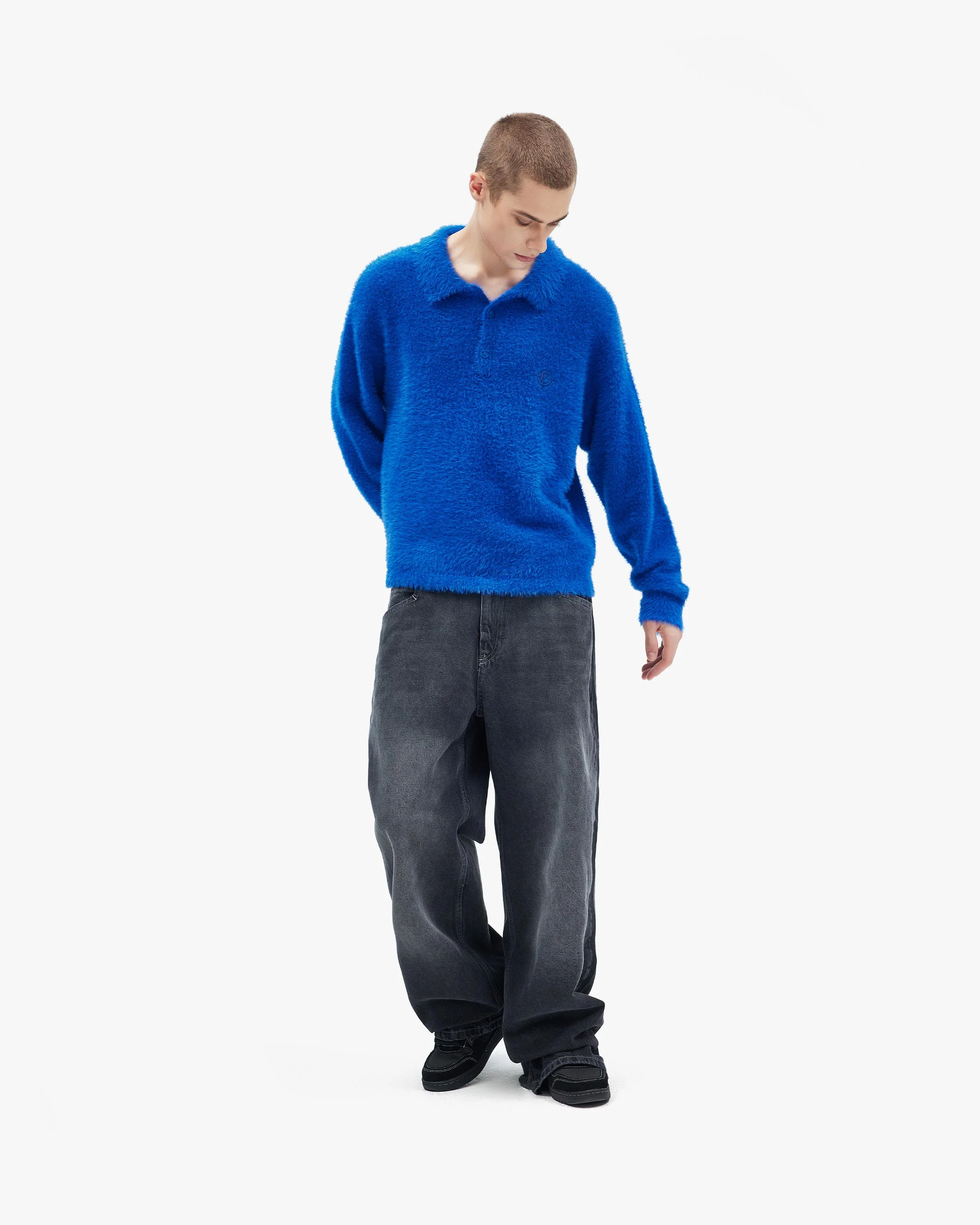FAUX MINK POLO SWEATER ROYAL BLUE - Image 7