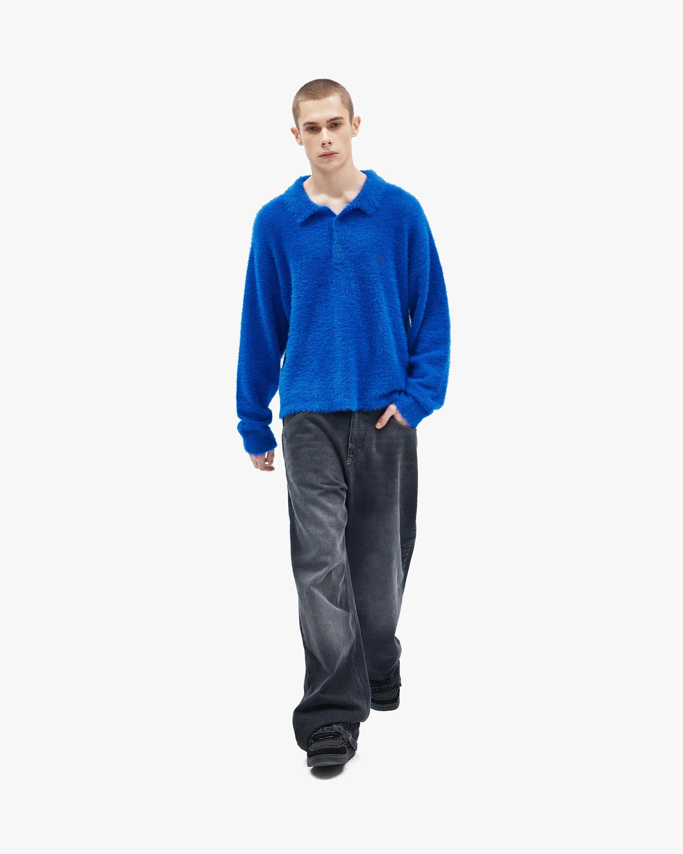 FAUX MINK POLO SWEATER ROYAL BLUE - Image 8