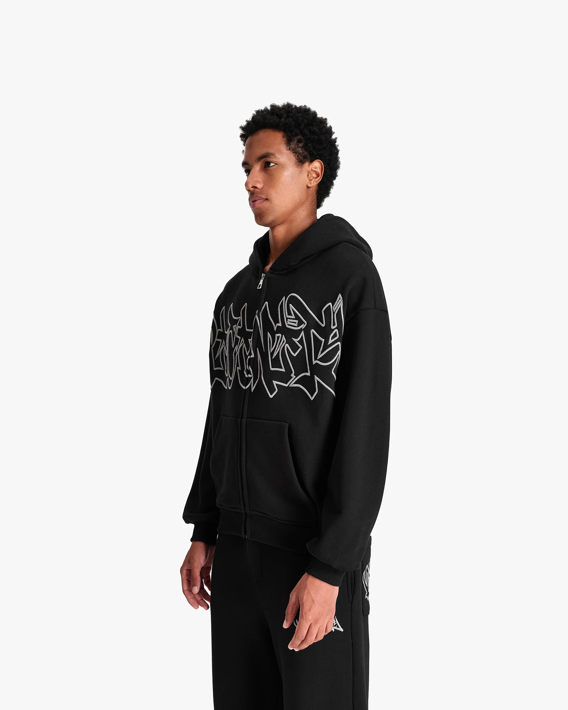 GRAFFITI ZIP-HOODIE BLACK - Image 4