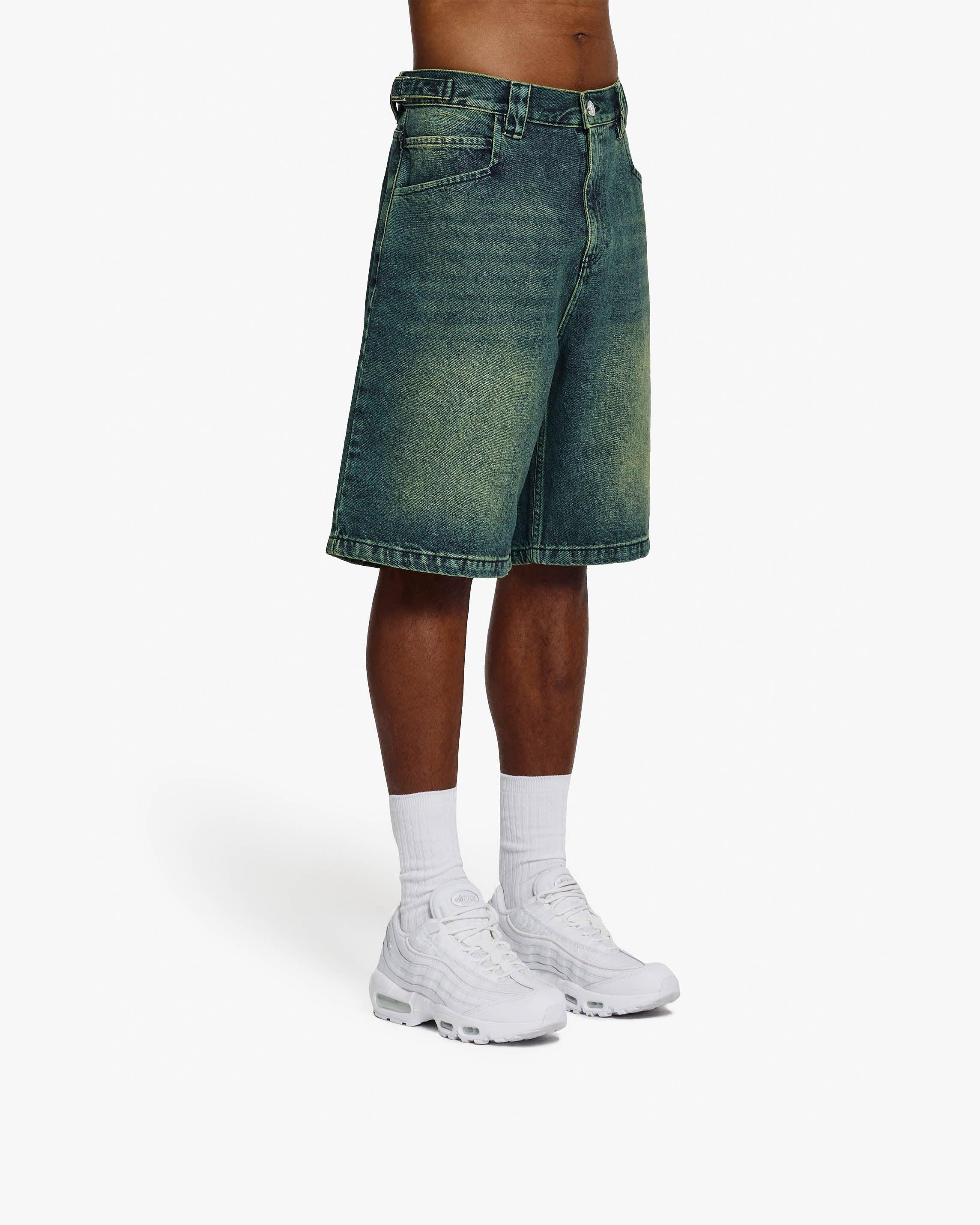 GREEN TINTED DENIM JORTS - Image 3