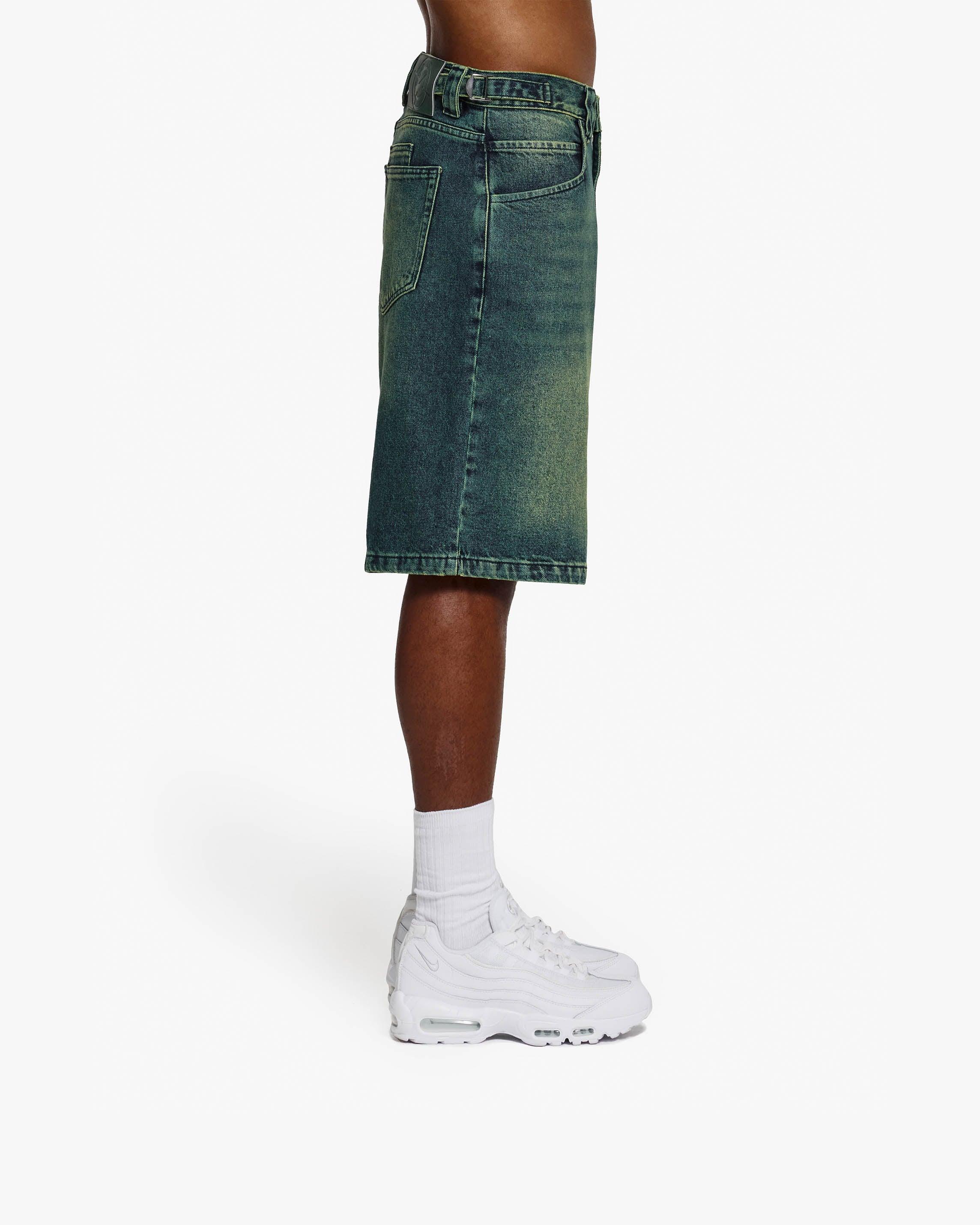 GREEN TINTED DENIM JORTS - Image 4