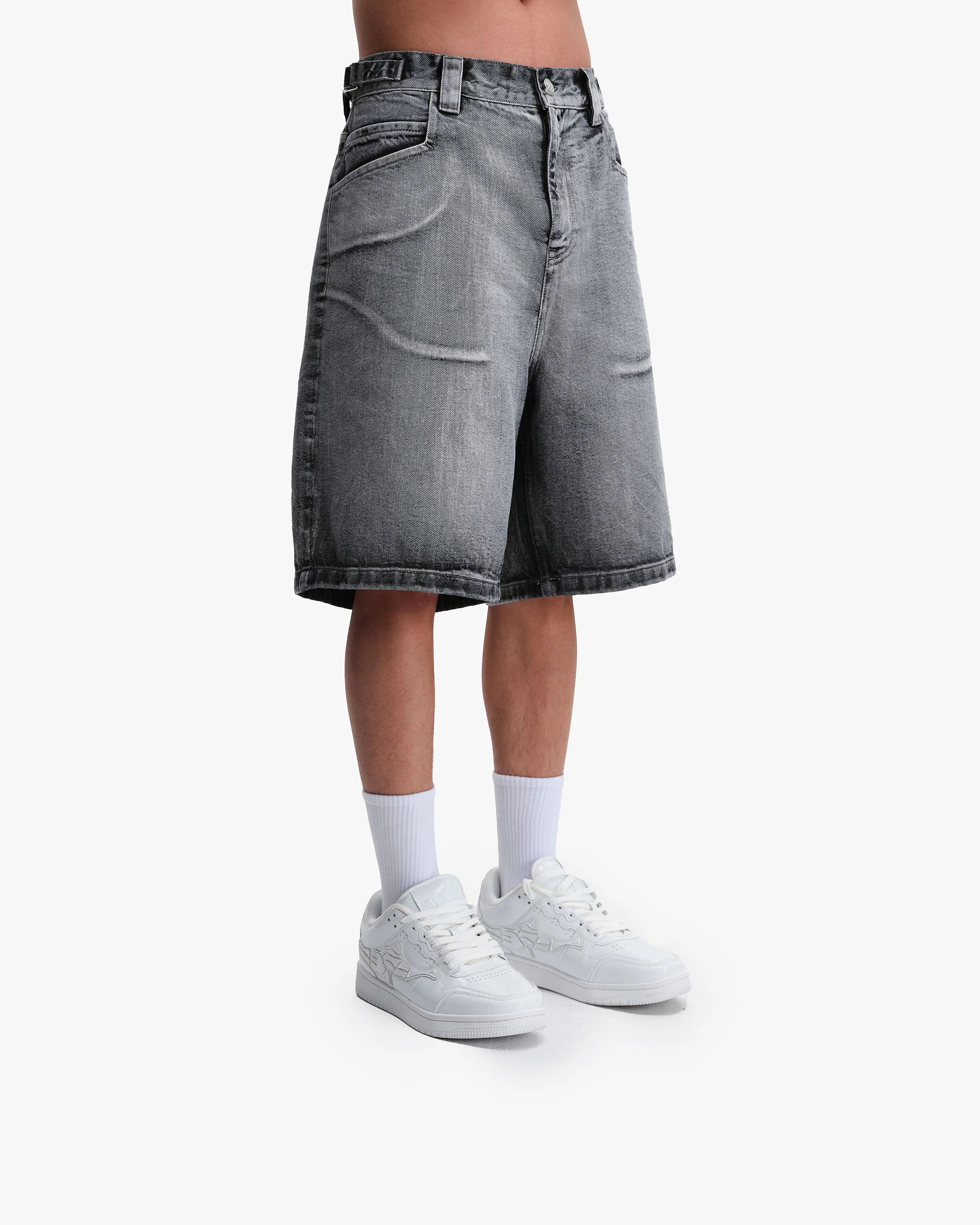 IVORY DENIM JORTS - Image 4