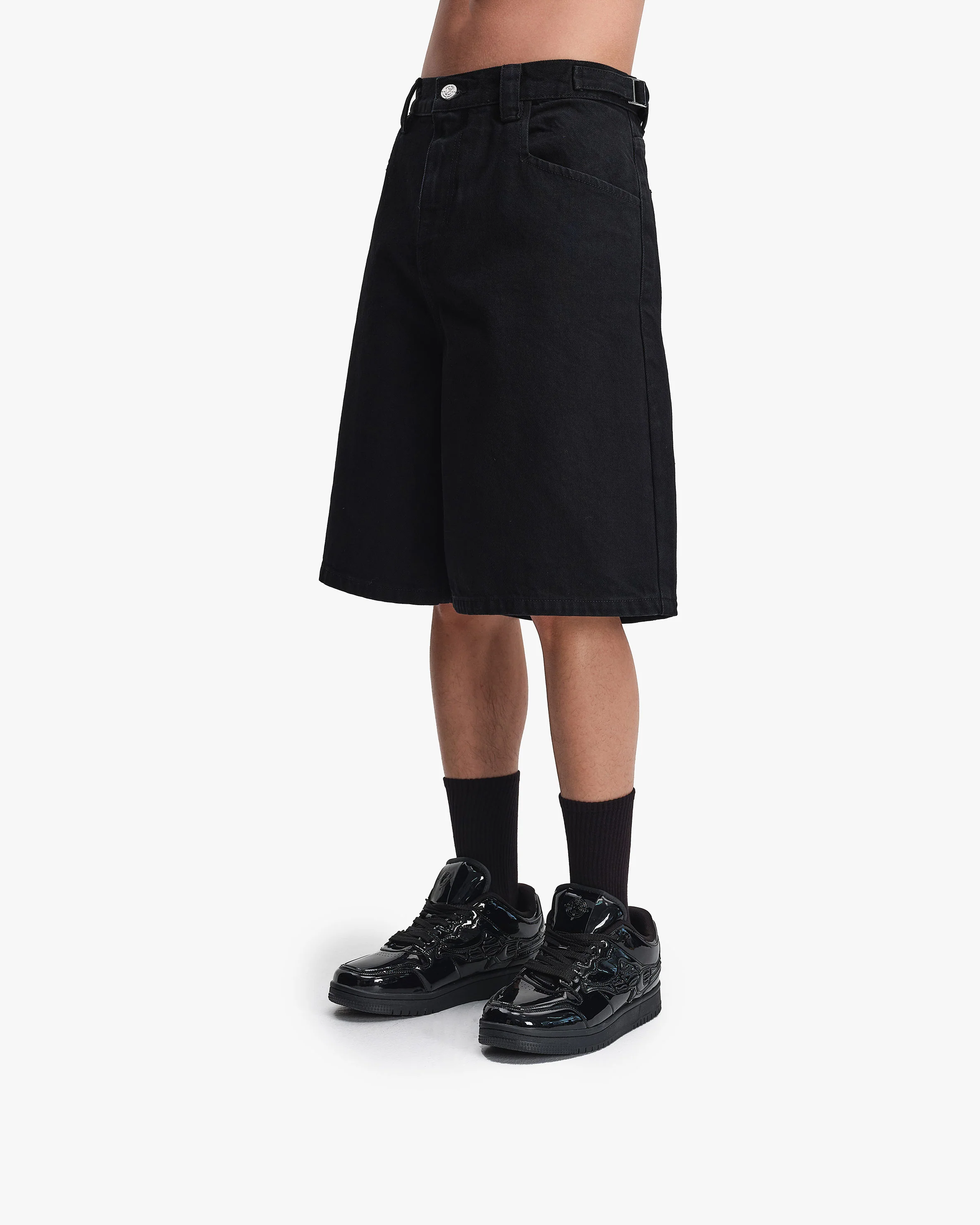 MIDNIGHT BLACK DENIM JORTS - Image 4