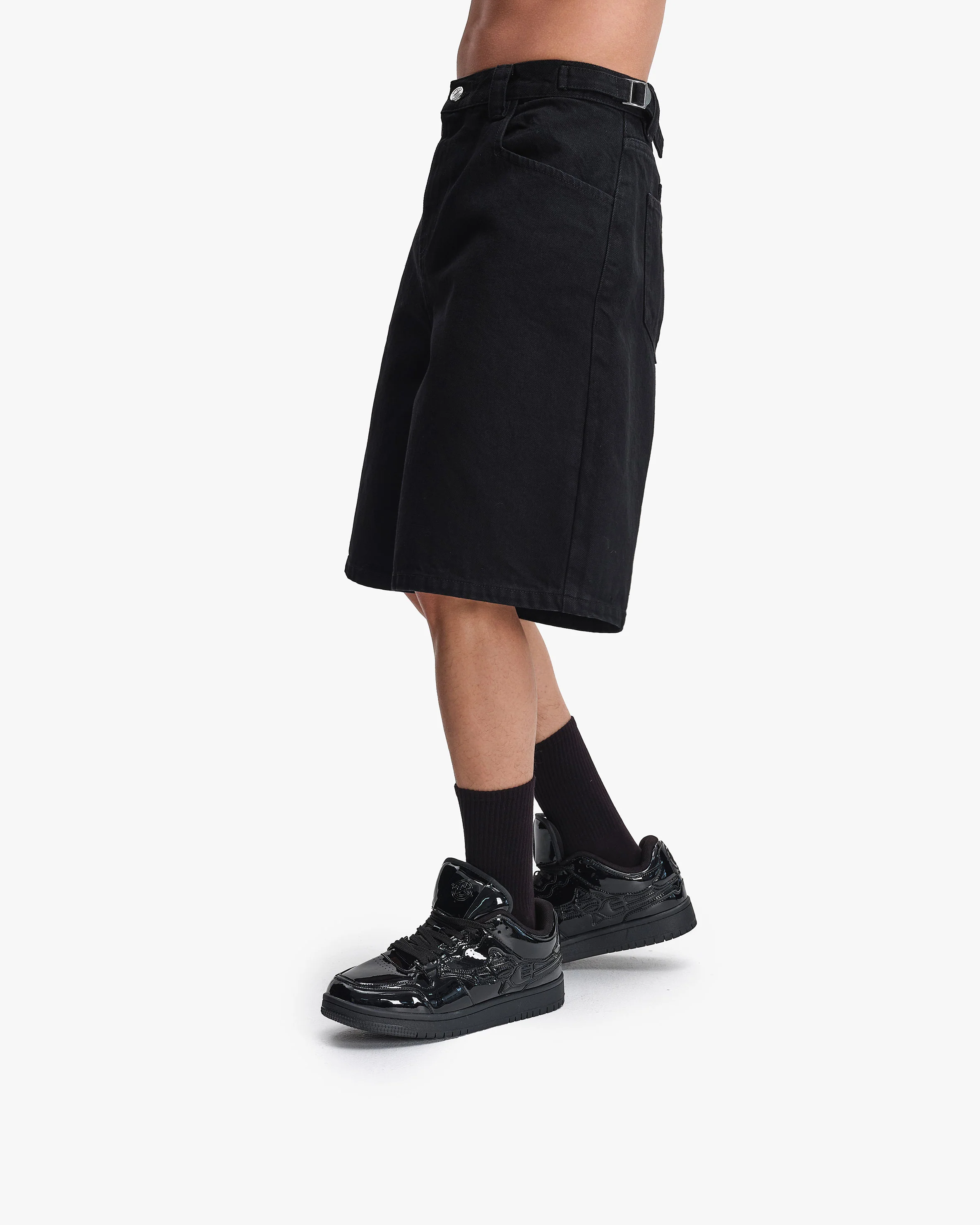 MIDNIGHT BLACK DENIM JORTS - Image 7
