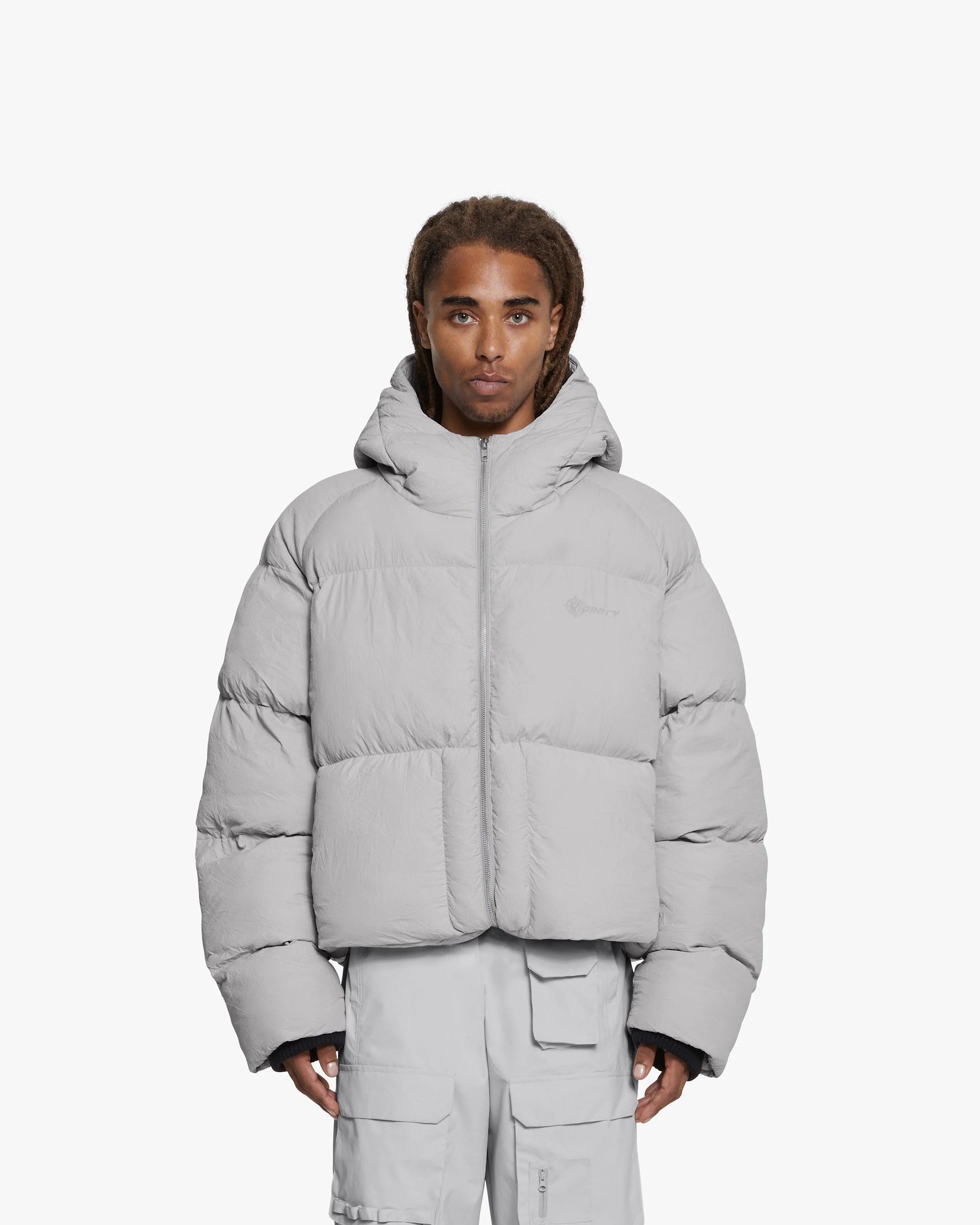 PUFFER JACKET LIGHT GREY - Image 3