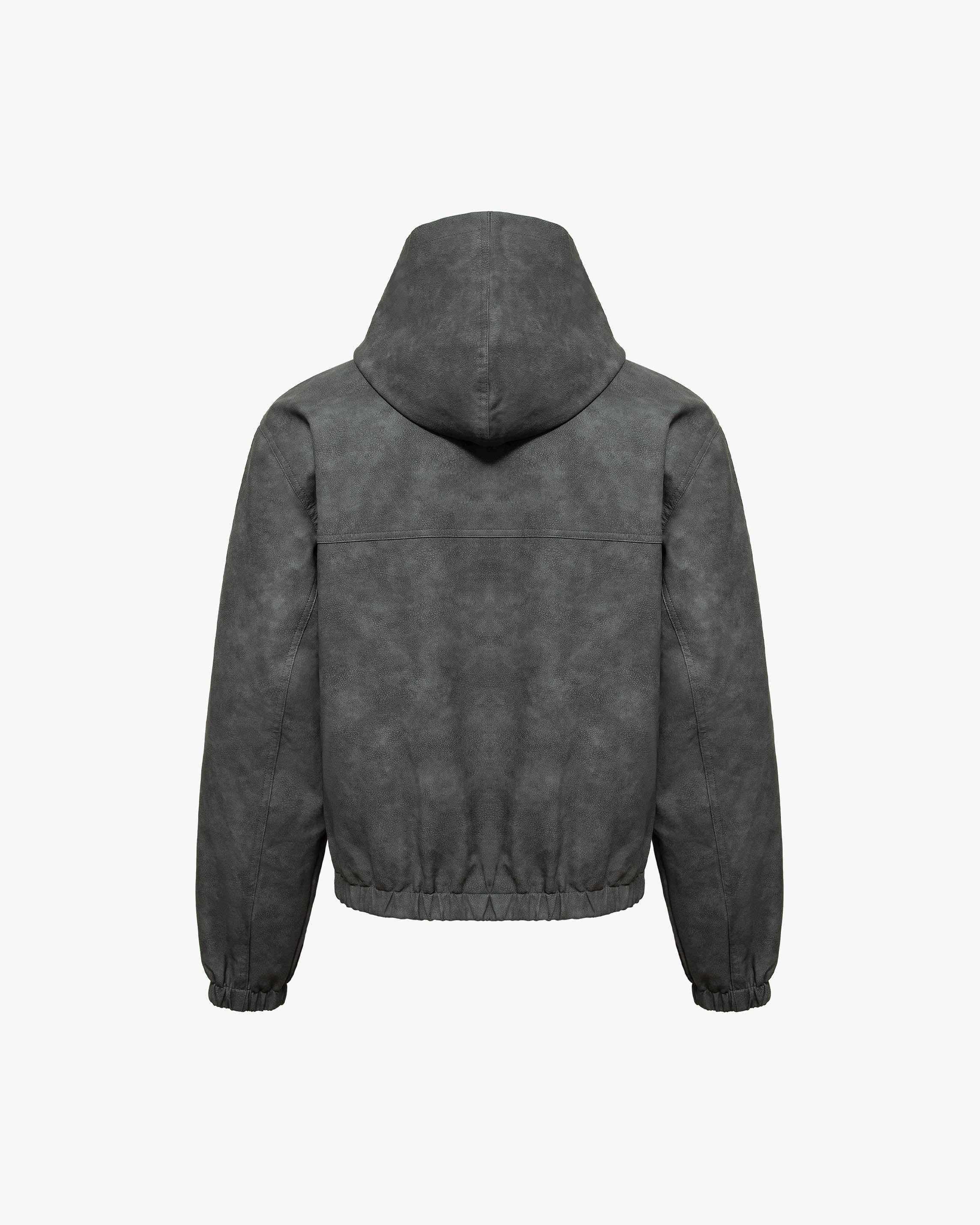 SCRIPT LOGO LEATHER JACKET GREY - Image 3