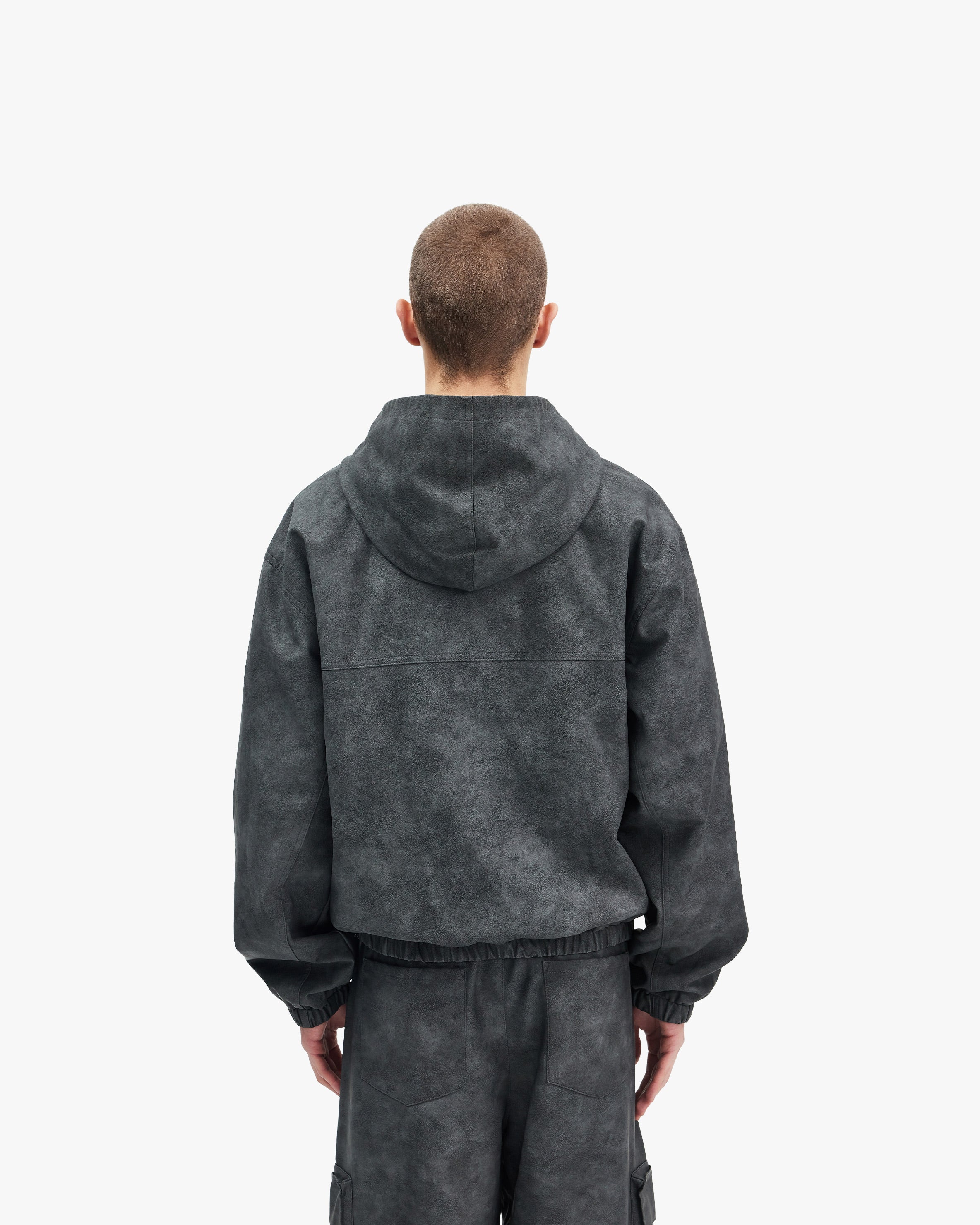 SCRIPT LOGO LEATHER JACKET GREY - Image 6