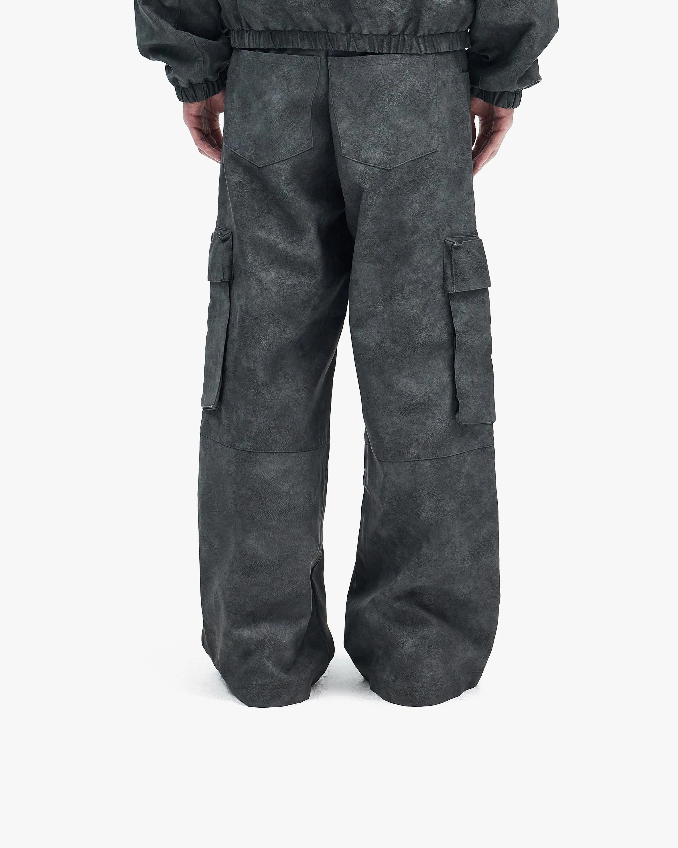 SCRIPT LOGO LEATHER PANTS GREY - Image 6