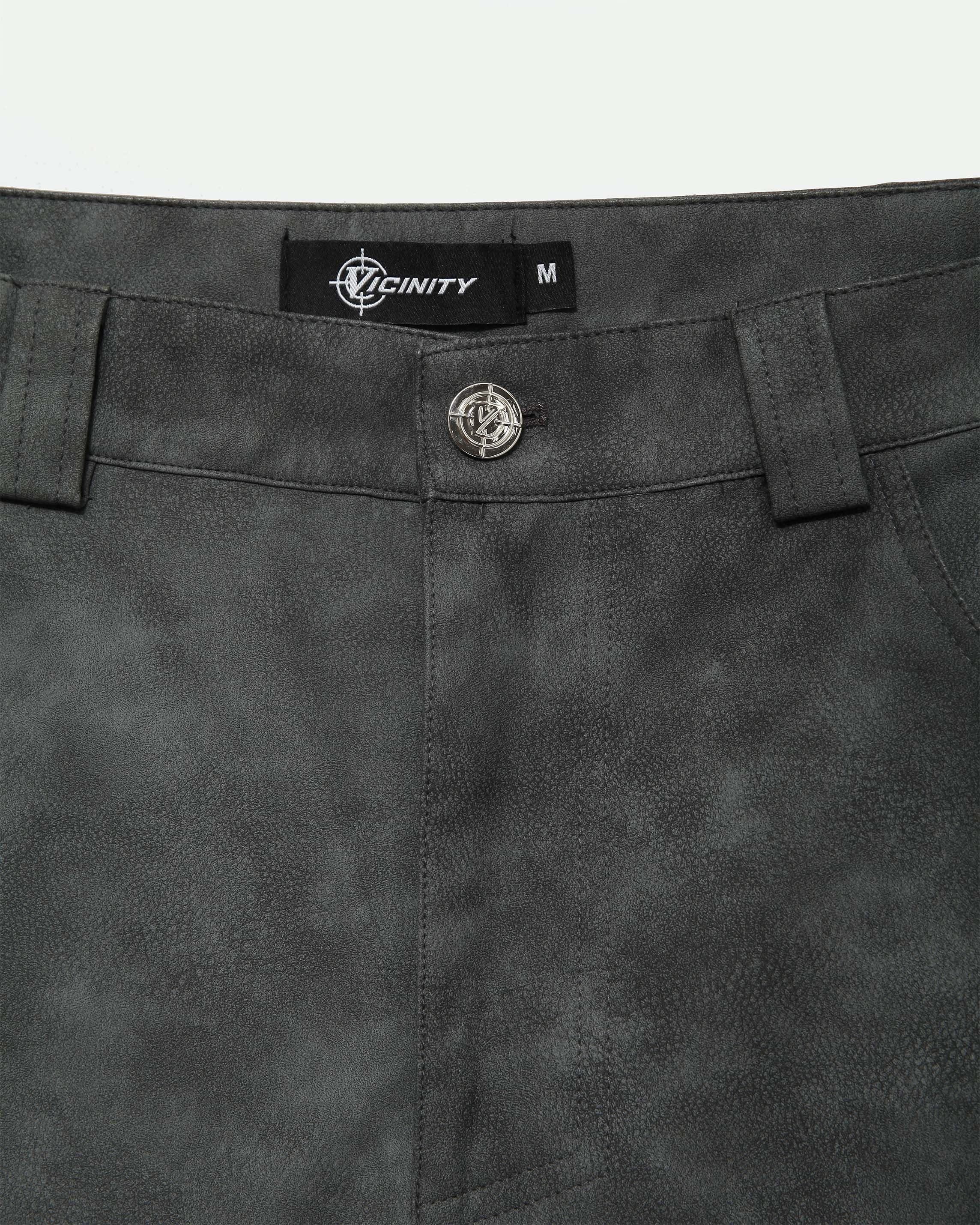 SCRIPT LOGO LEATHER PANTS GREY - Image 9