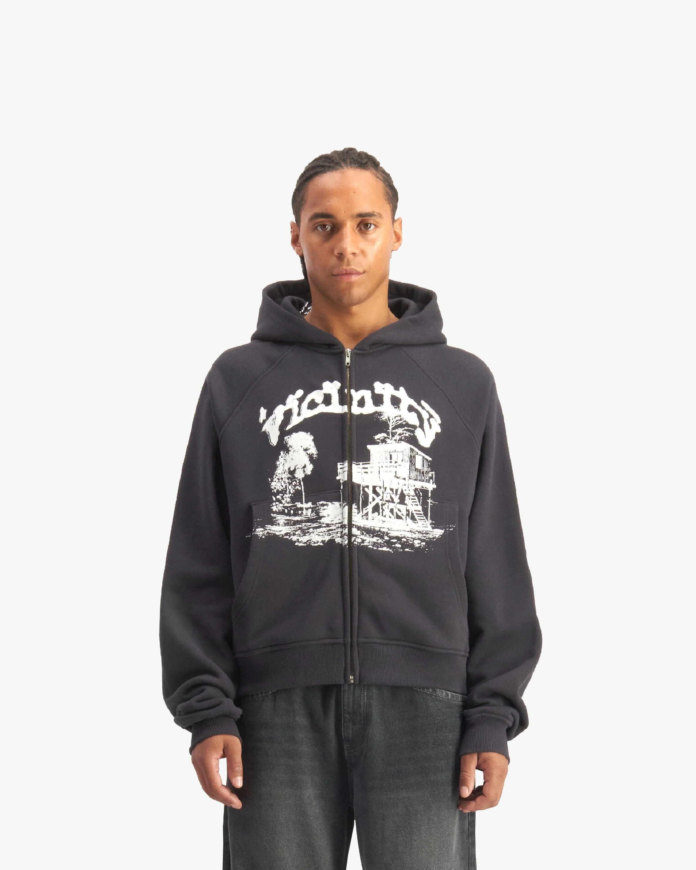 SHOOTING HOUSE ZIP HOODIE DARK GREY - Image 2
