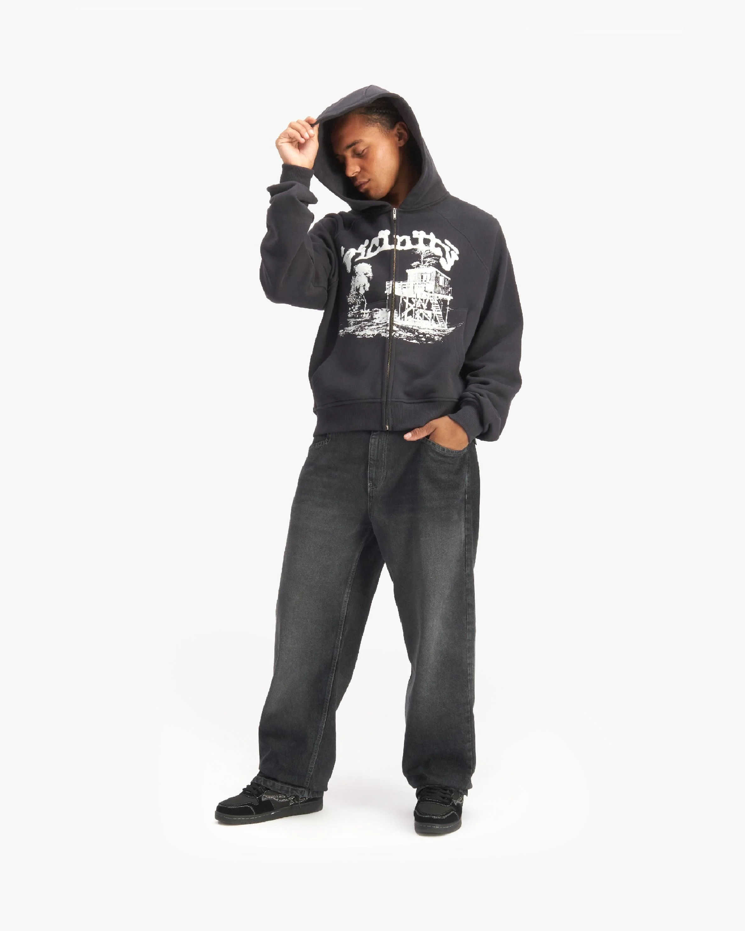 SHOOTING HOUSE ZIP HOODIE DARK GREY - Image 7