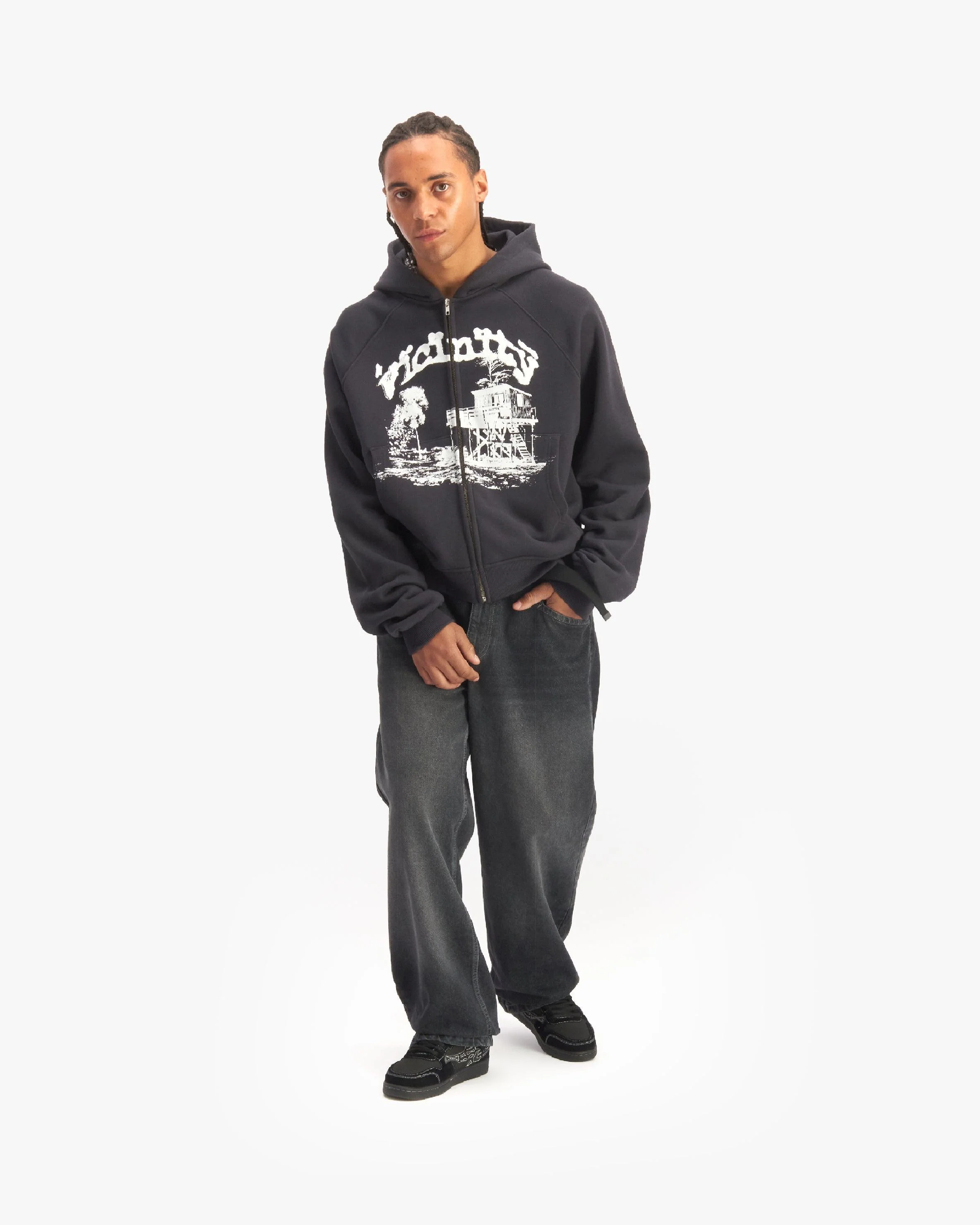 SHOOTING HOUSE ZIP HOODIE DARK GREY - Image 8