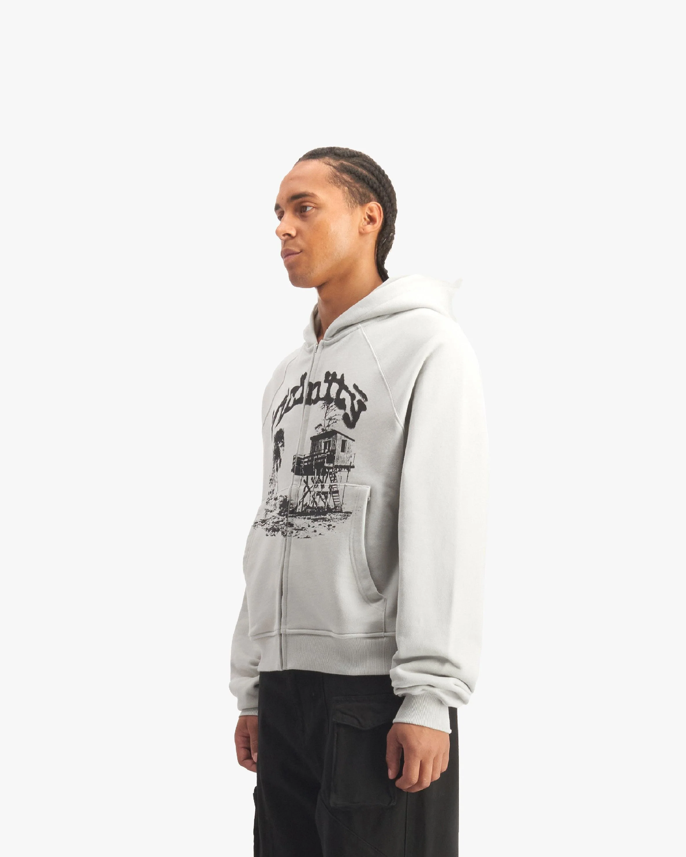 SHOOTING HOUSE ZIP HOODIE LIGHT GREY - Image 3