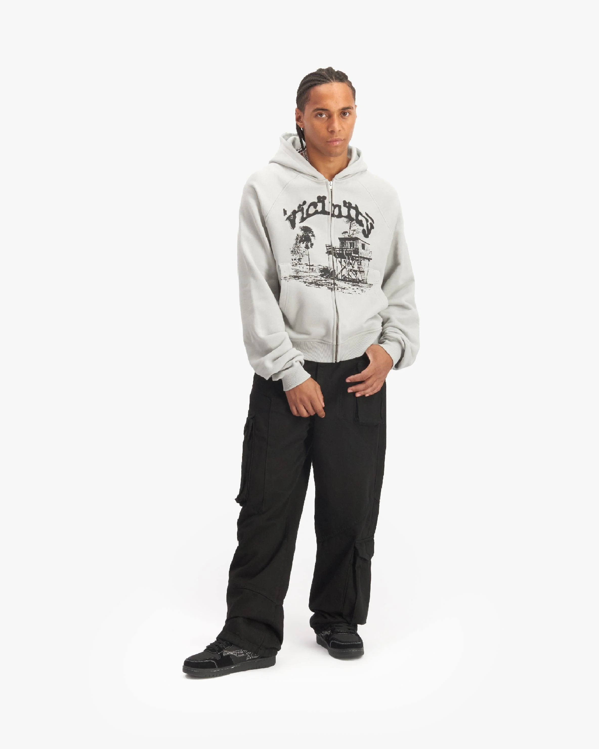 SHOOTING HOUSE ZIP HOODIE LIGHT GREY - Image 8