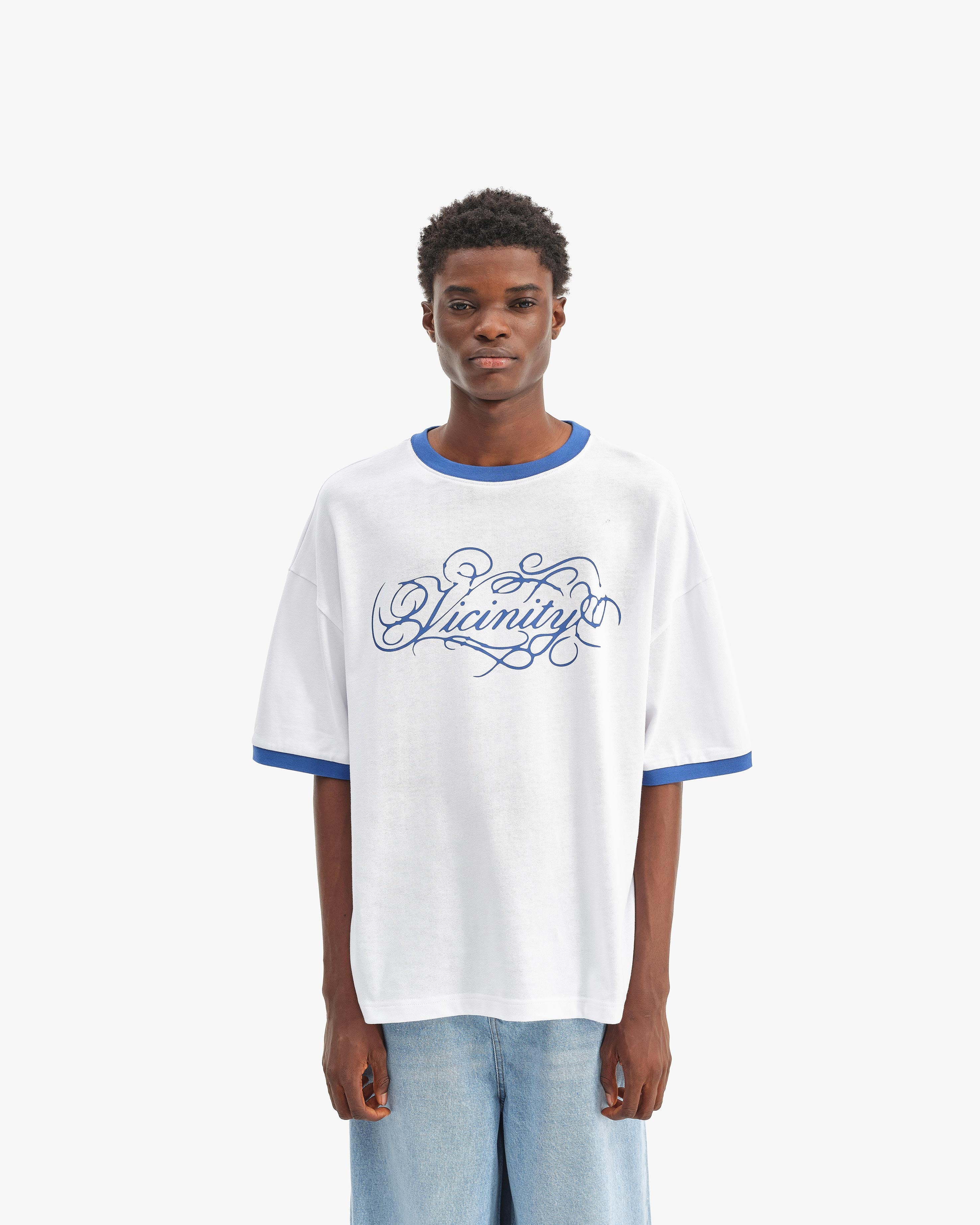 SIGNATURE TEE WHITE/BLUE - Image 3