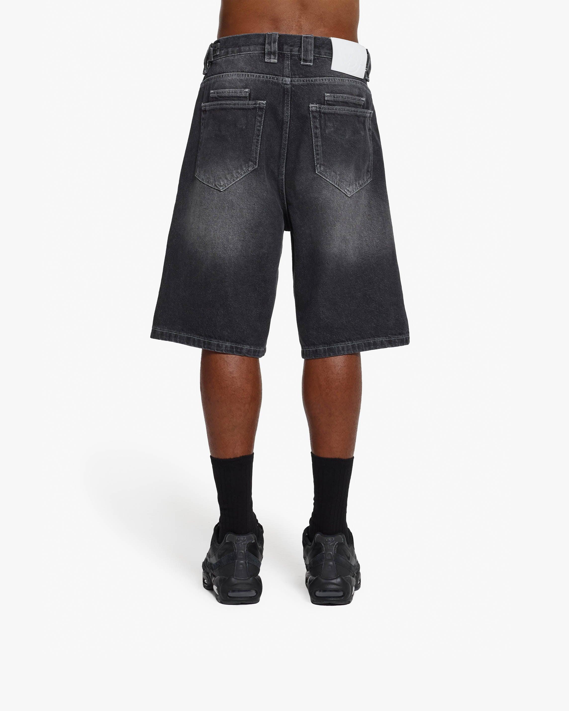 STONE WASHED DENIM JORTS - Image 5