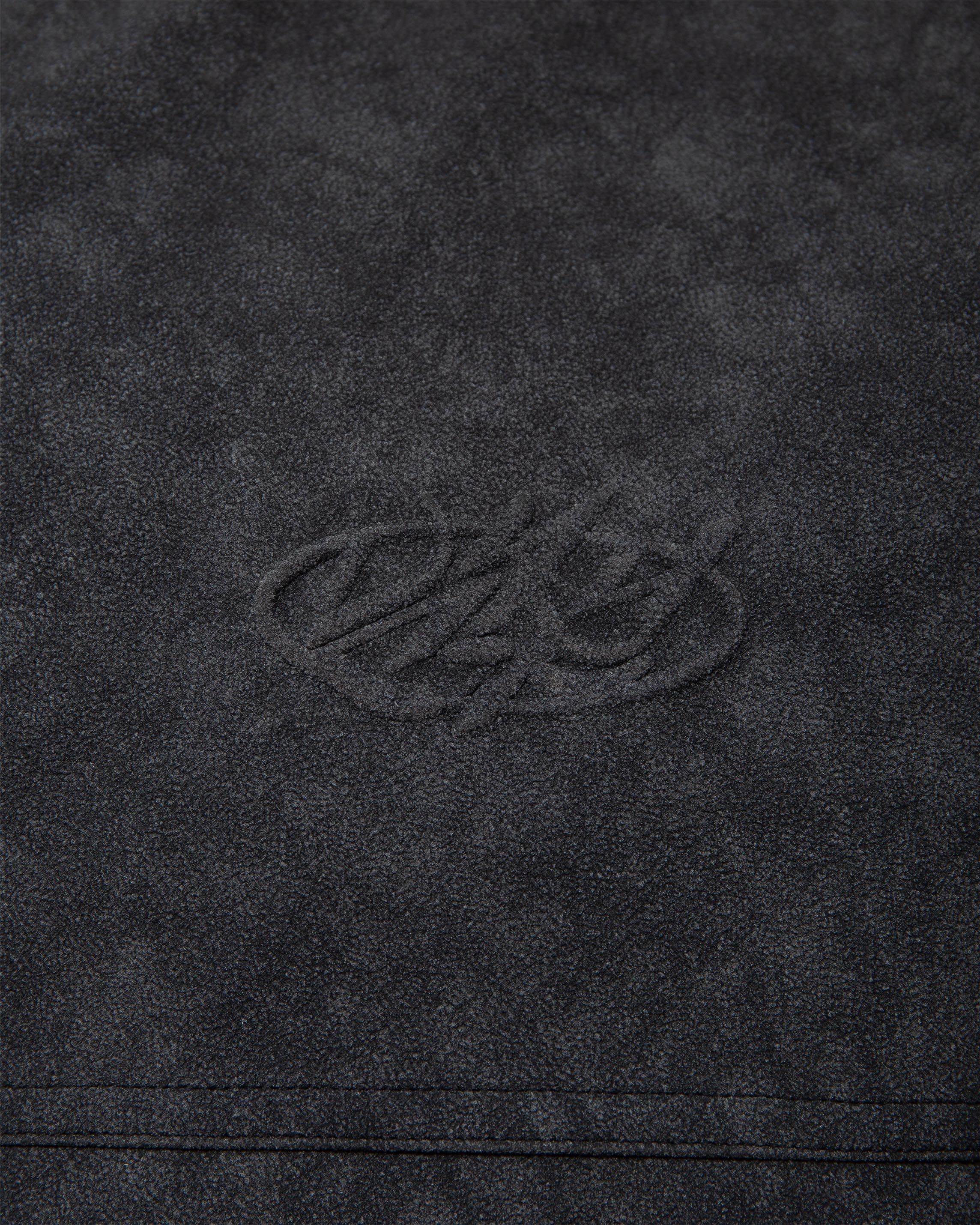 SCRIPT LOGO LEATHER JACKET TAR BLACK - Image 10