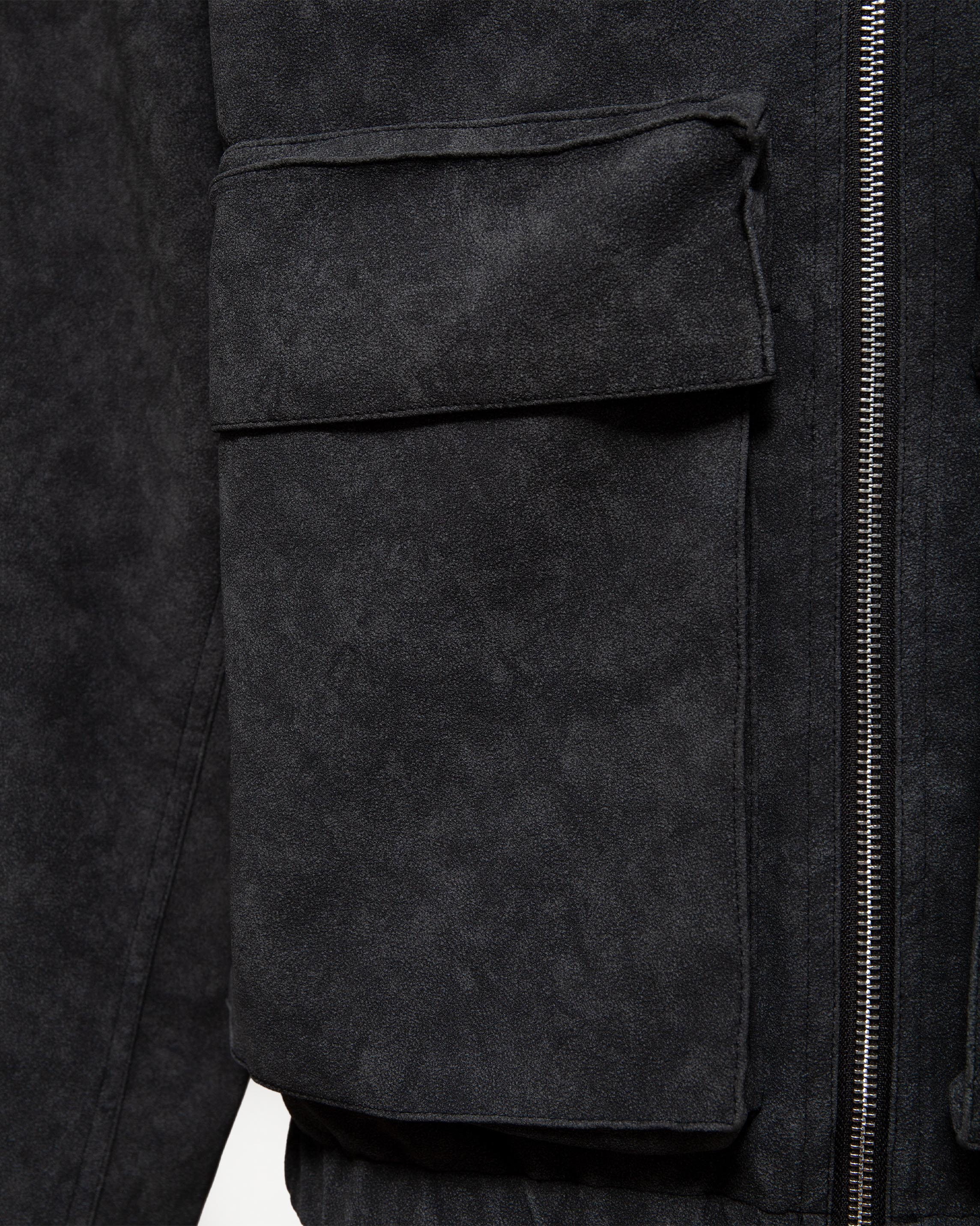 SCRIPT LOGO LEATHER JACKET TAR BLACK - Image 11