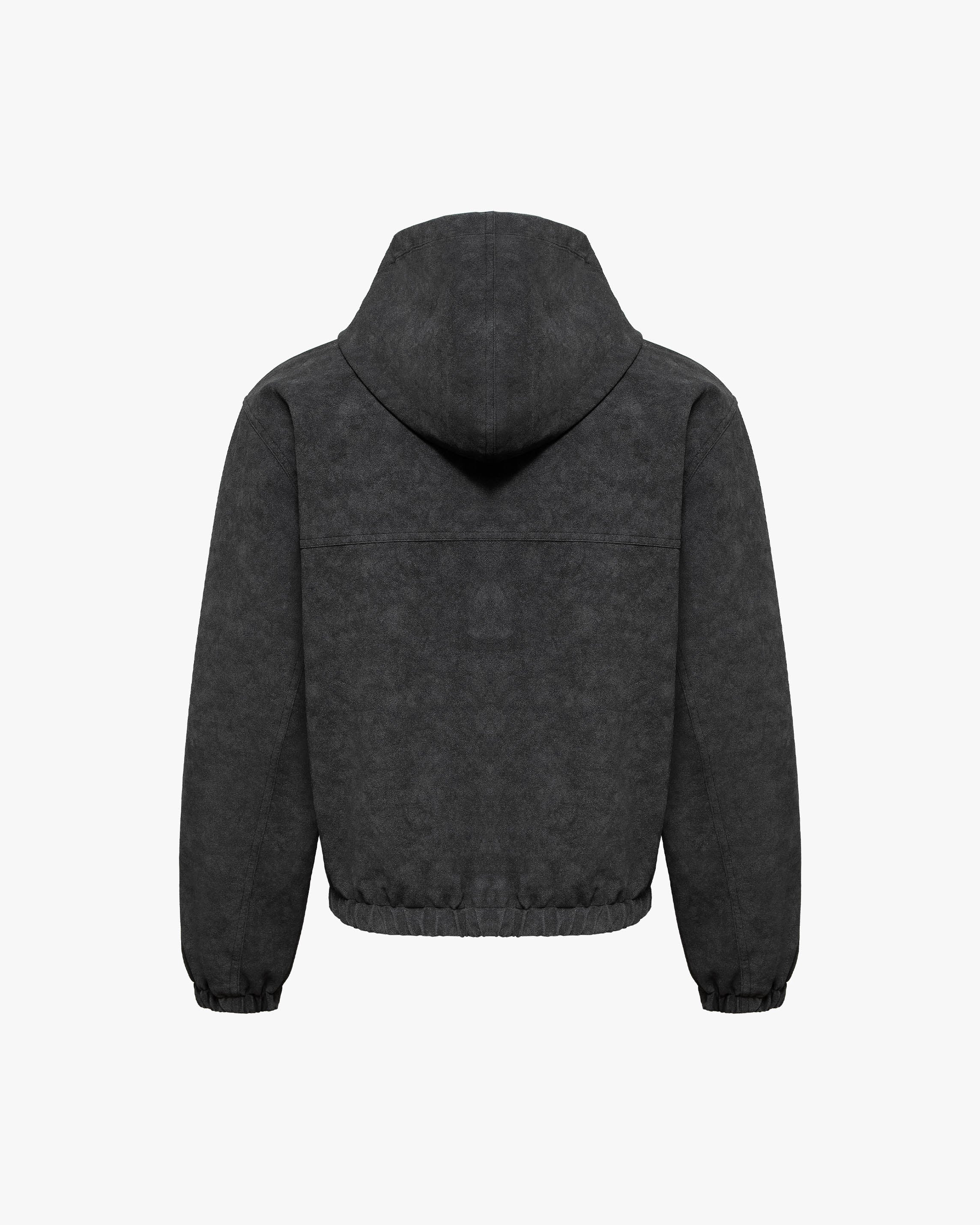 SCRIPT LOGO LEATHER JACKET TAR BLACK - Image 6