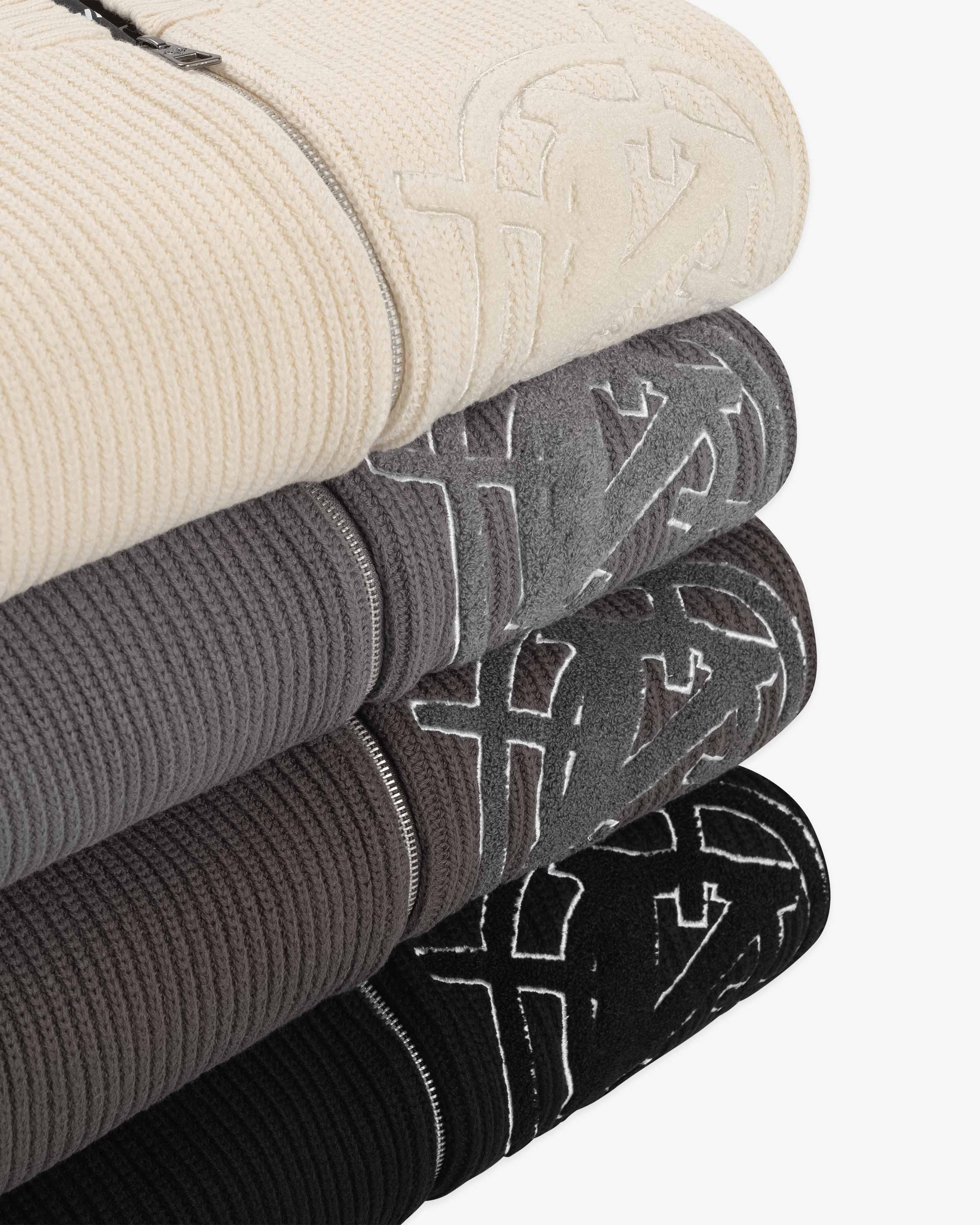 V-LOGO KNIT ZIP HOODIE ASH GREY - Image 12