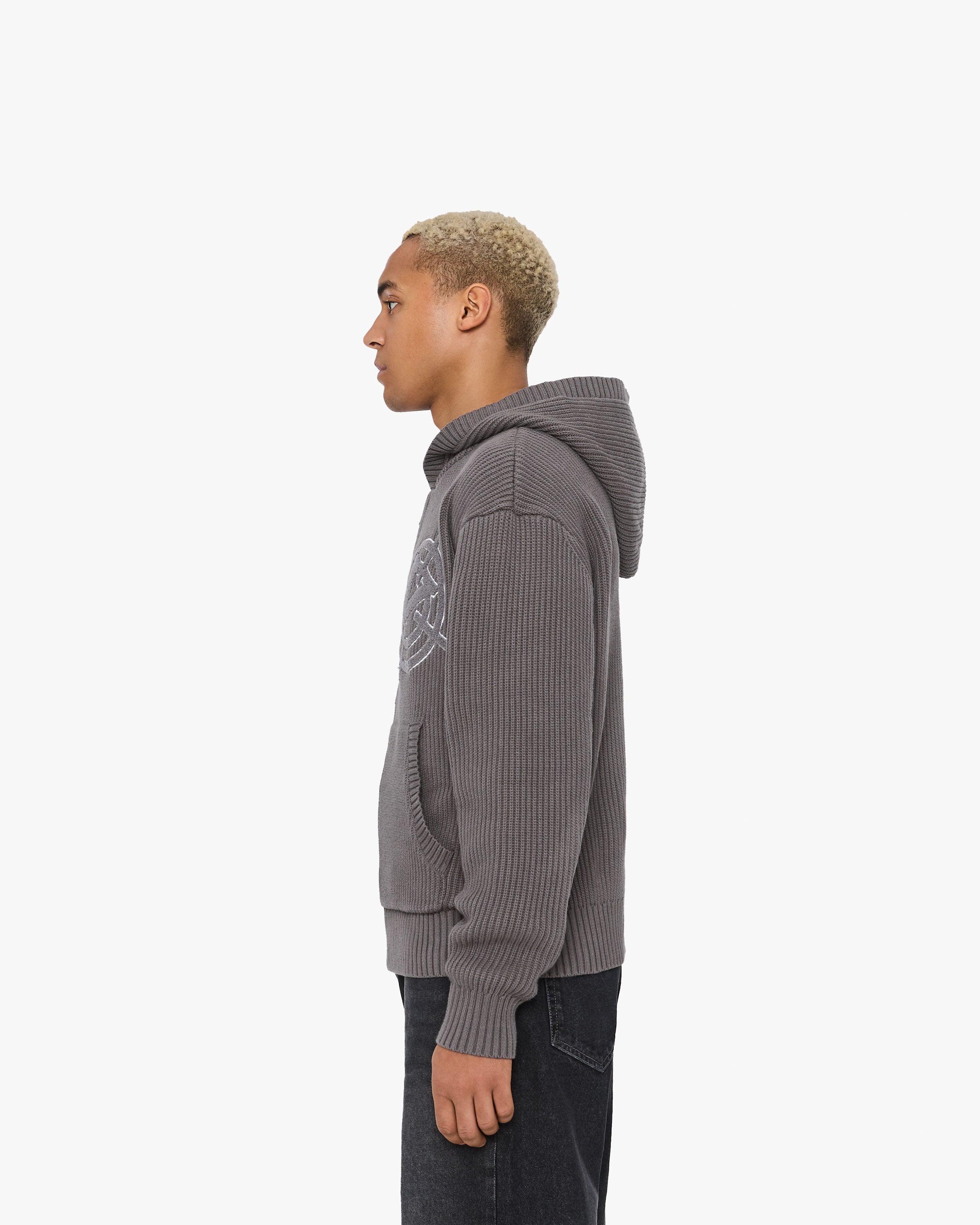 V-LOGO KNIT ZIP HOODIE ASH GREY - Image 5