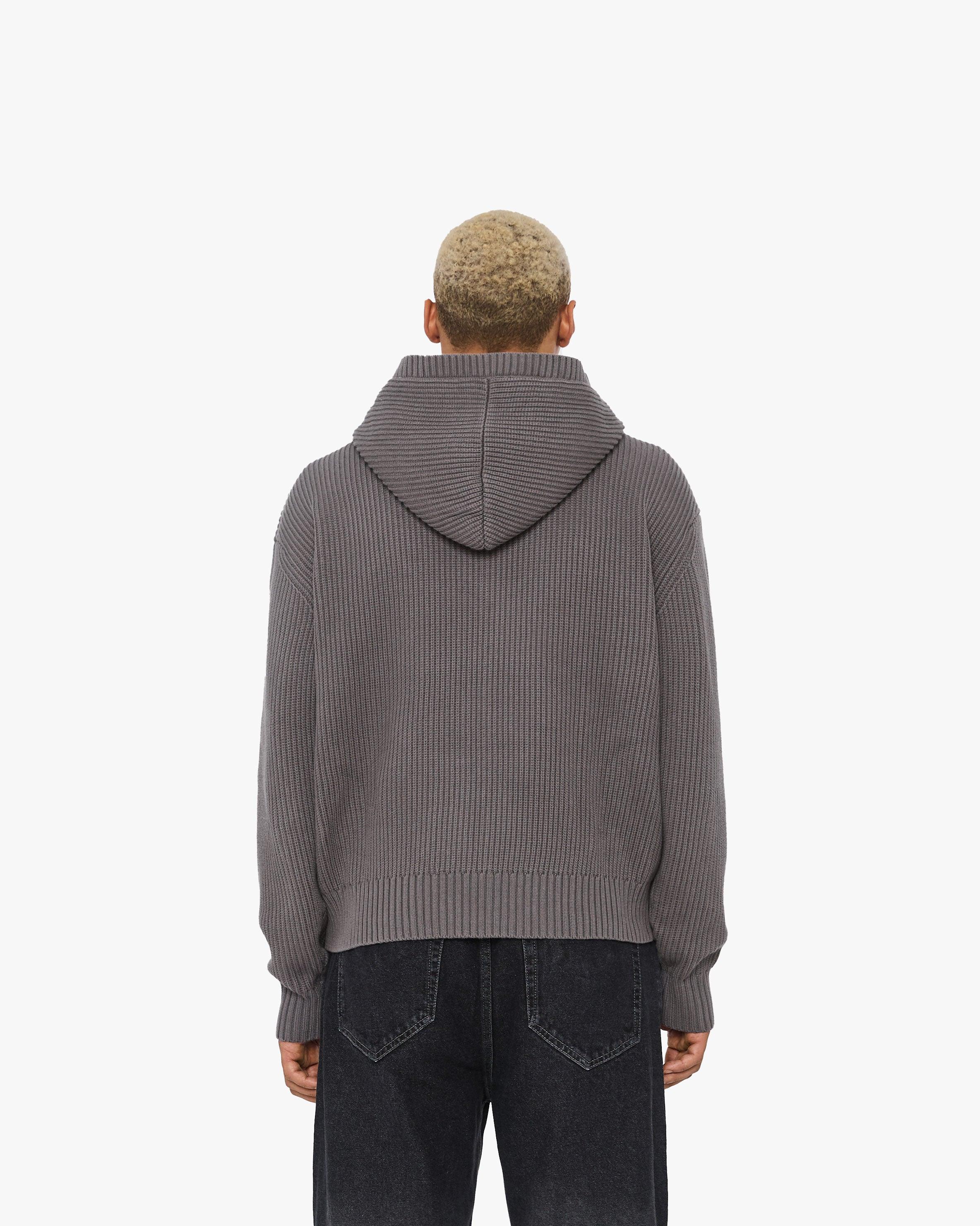 V-LOGO KNIT ZIP HOODIE ASH GREY - Image 6