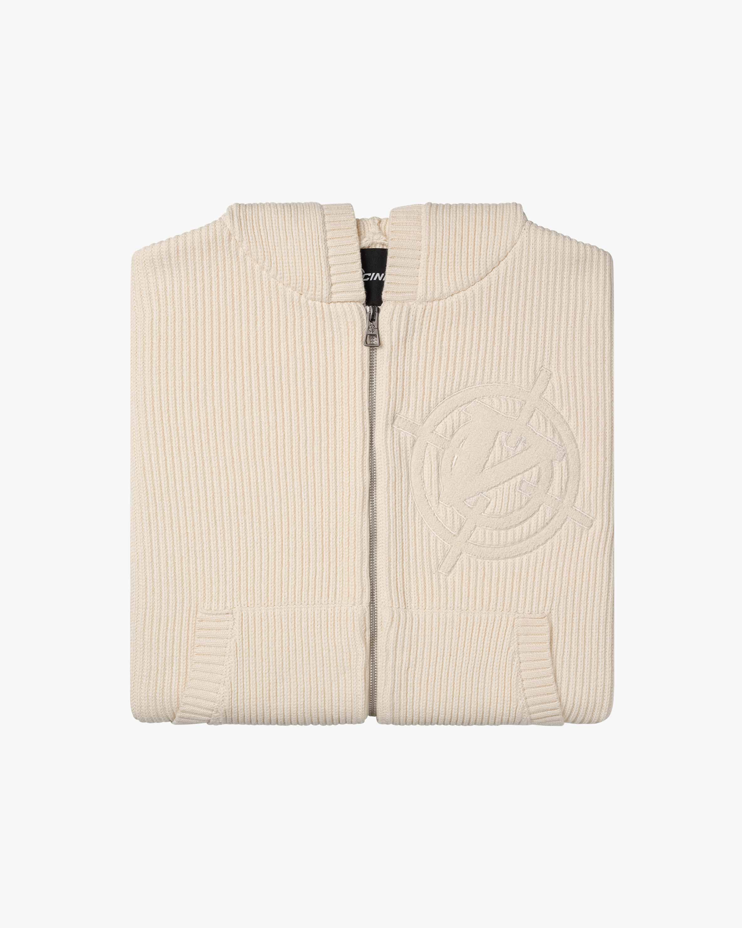 V-LOGO KNIT ZIP HOODIE BEIGE - Image 10