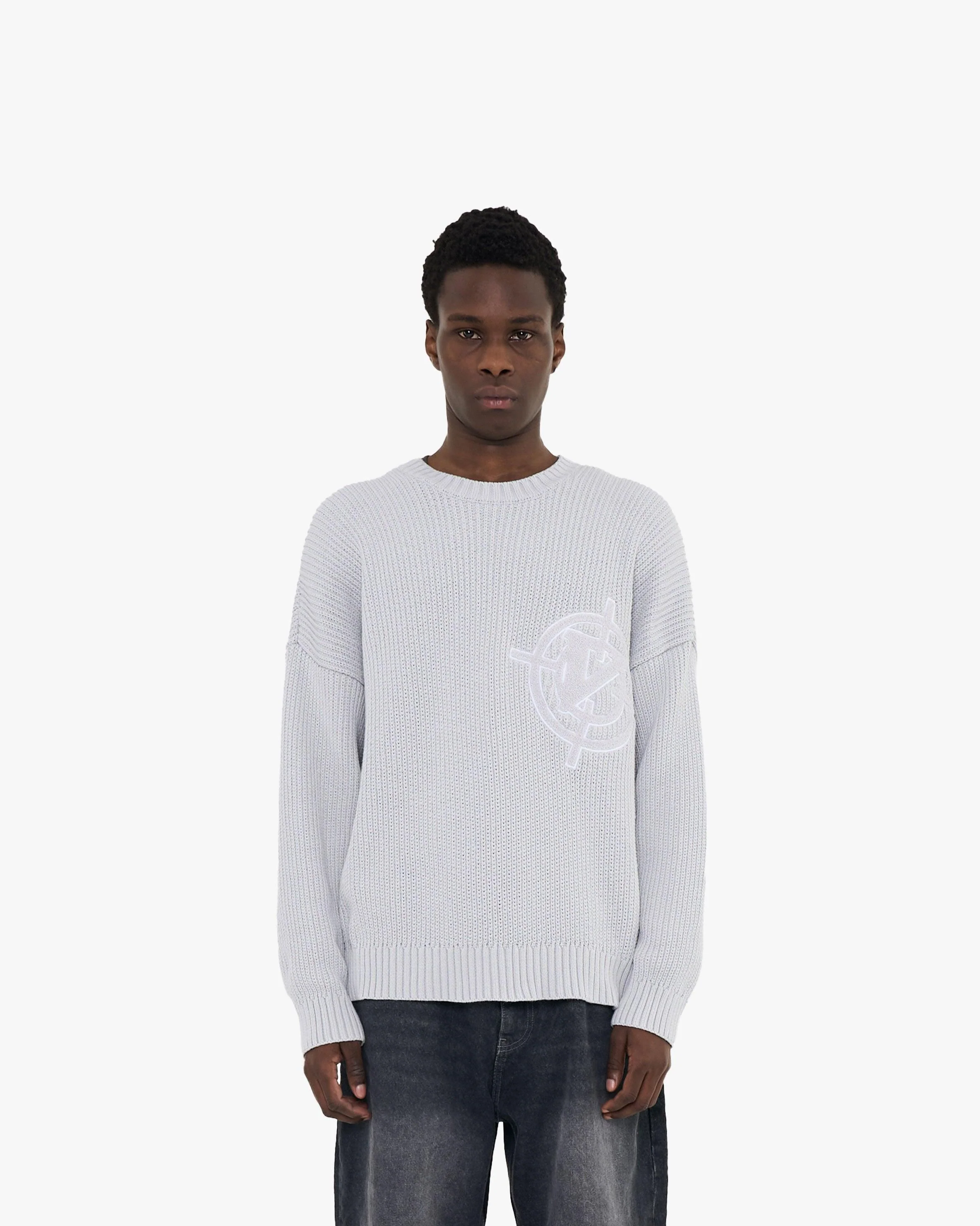 V-LOGO KNITWEAR LIGHT GREY - Image 2