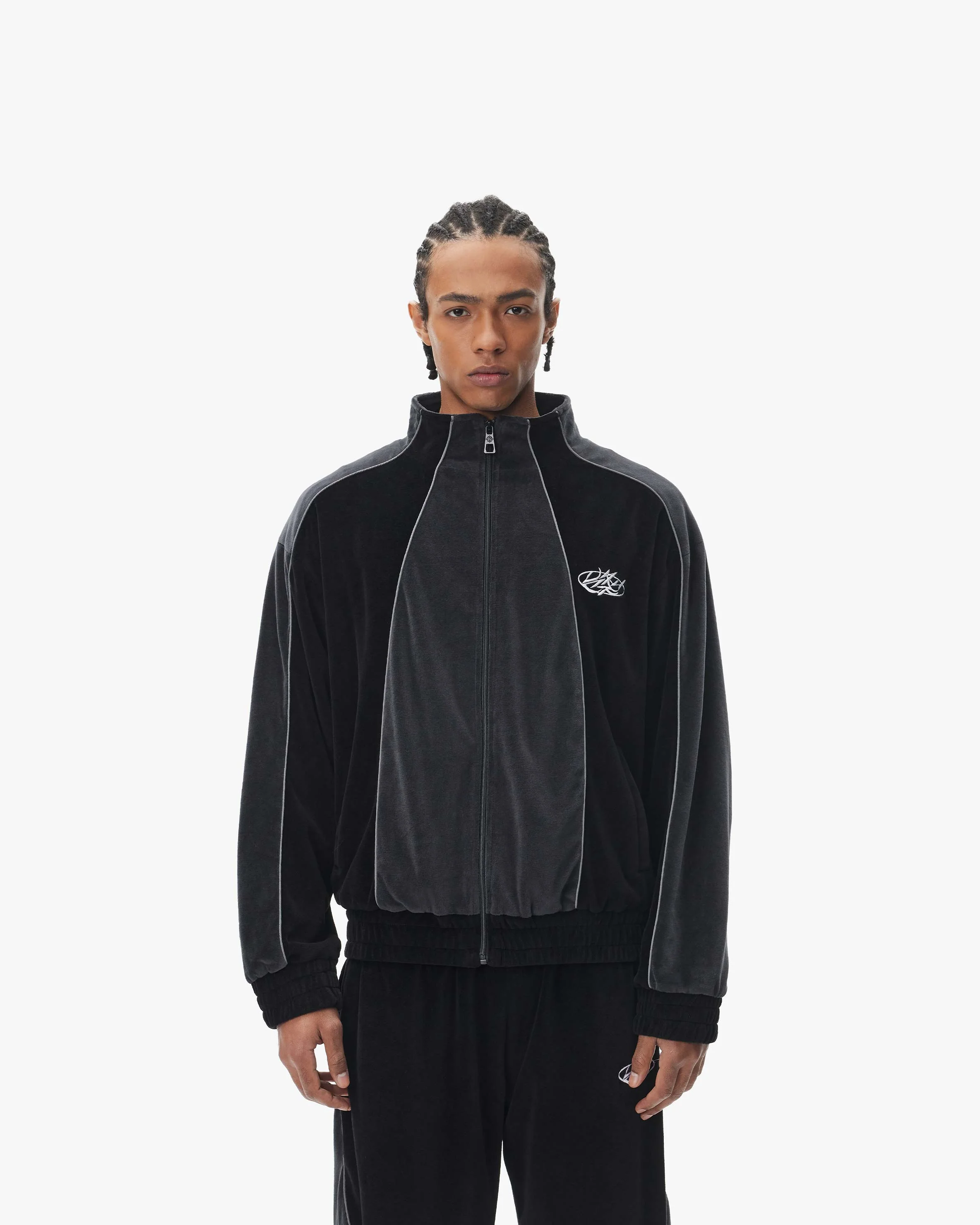 VELOURS TRACK JACKET BLACK - Image 3