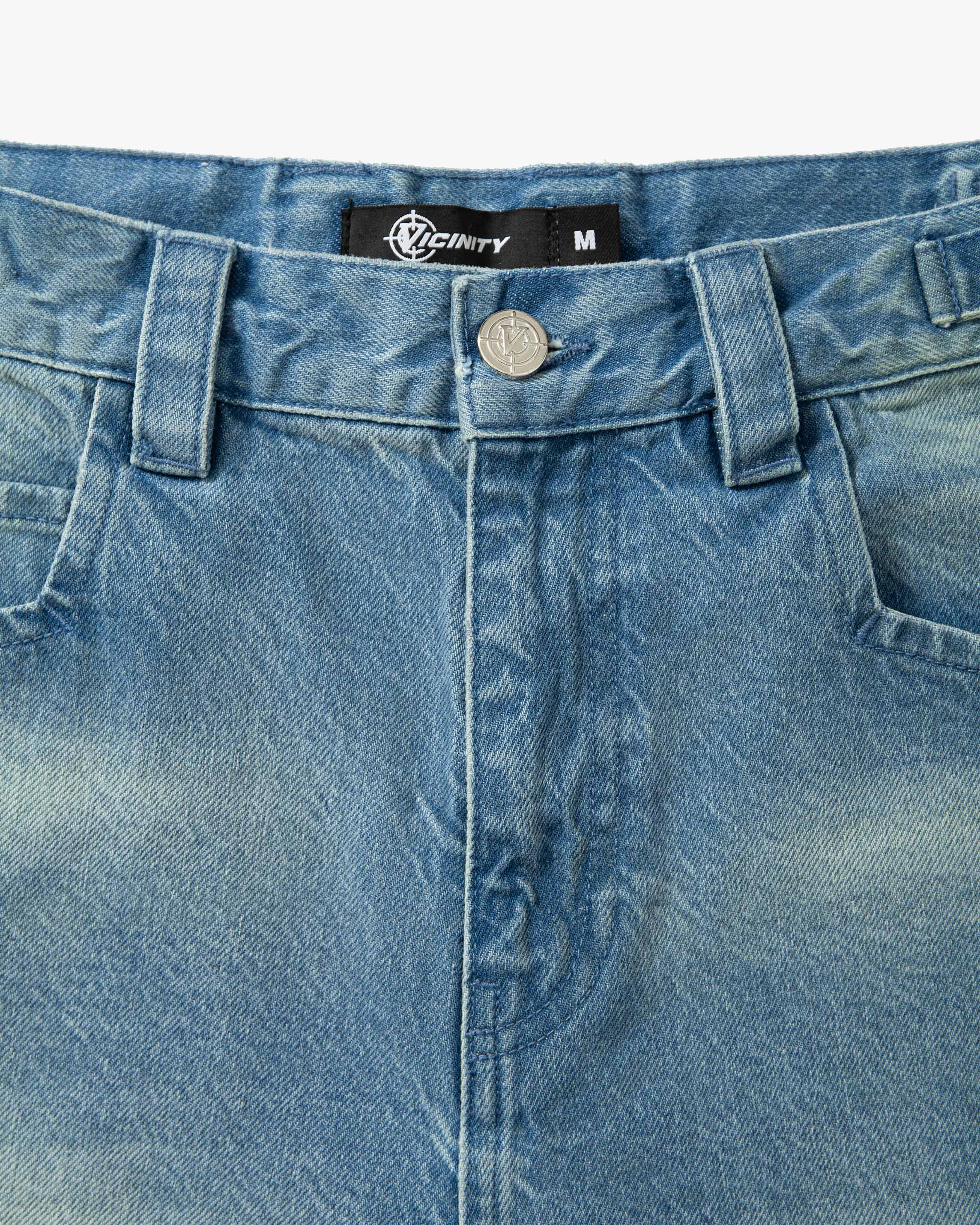 VINTAGE BLUE DENIM JORTS - Image 9