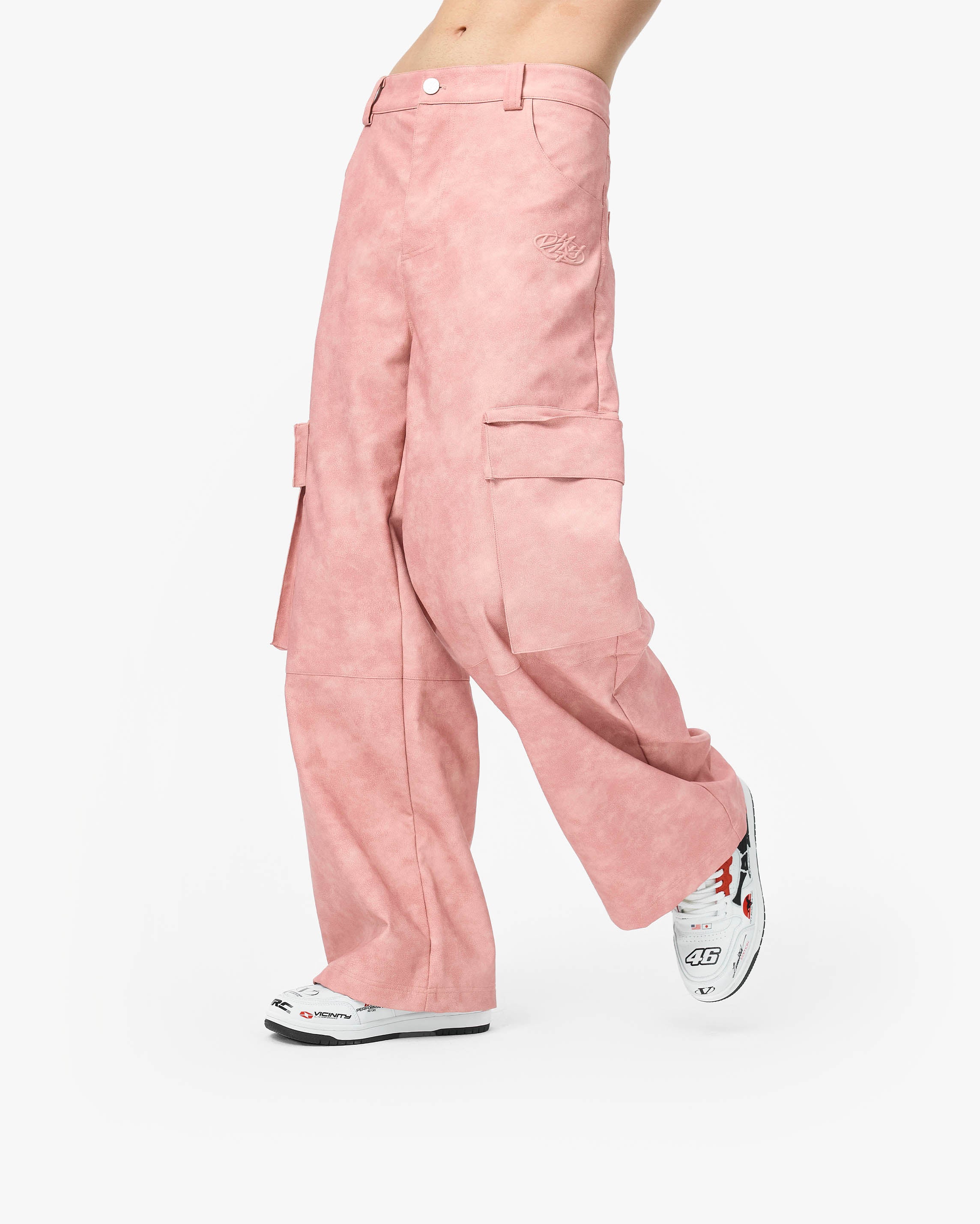 SCRIPT LOGO LEATHER PANTS VINTAGE PINK - Image 12